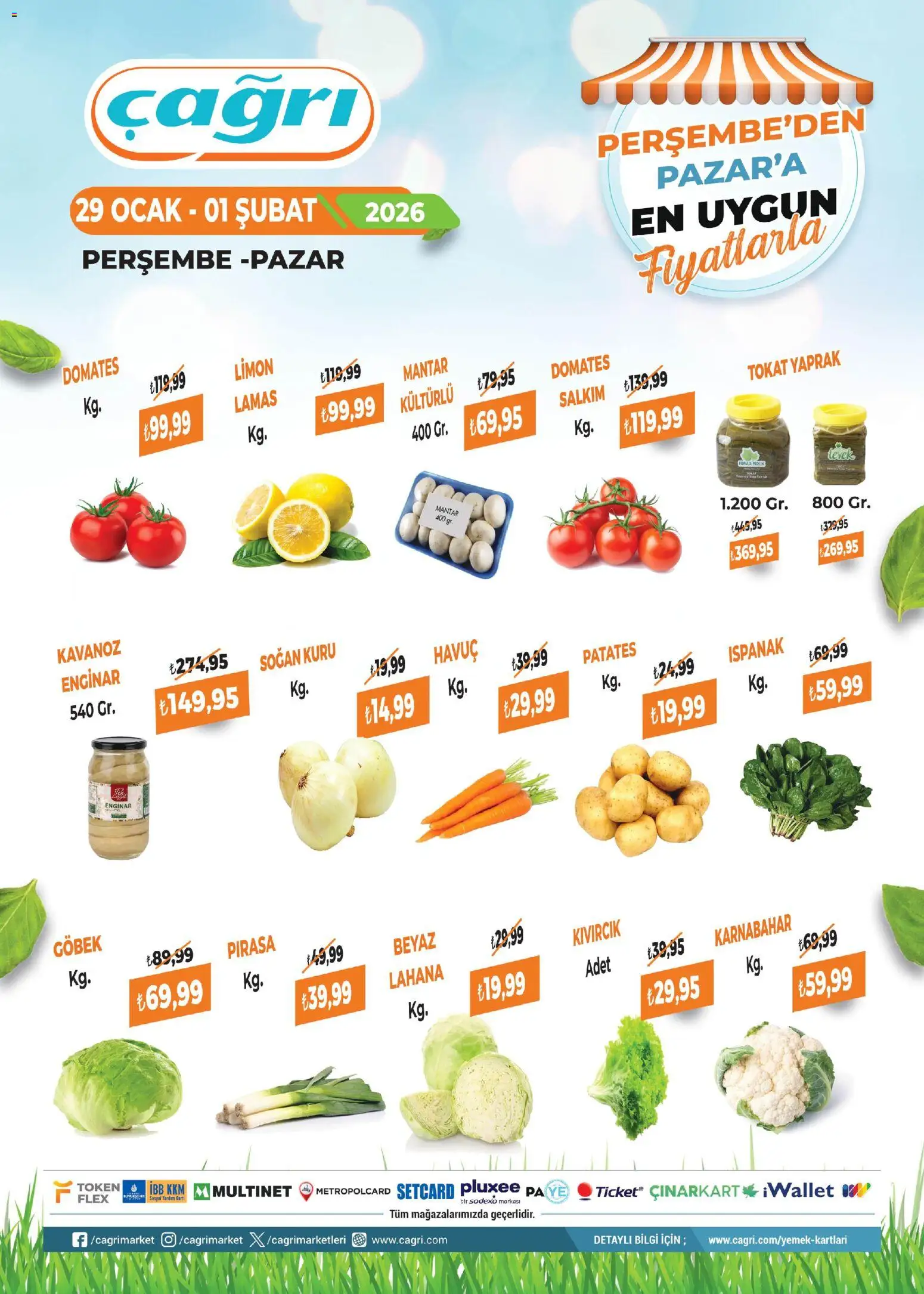 Çağrı Market - Manav Katalog - 29.01.2026 tarihinden itibaren geçerlidir | Sayfa: 2 | Ürünler: Pırasa, Patates, Limon, Karnabahar