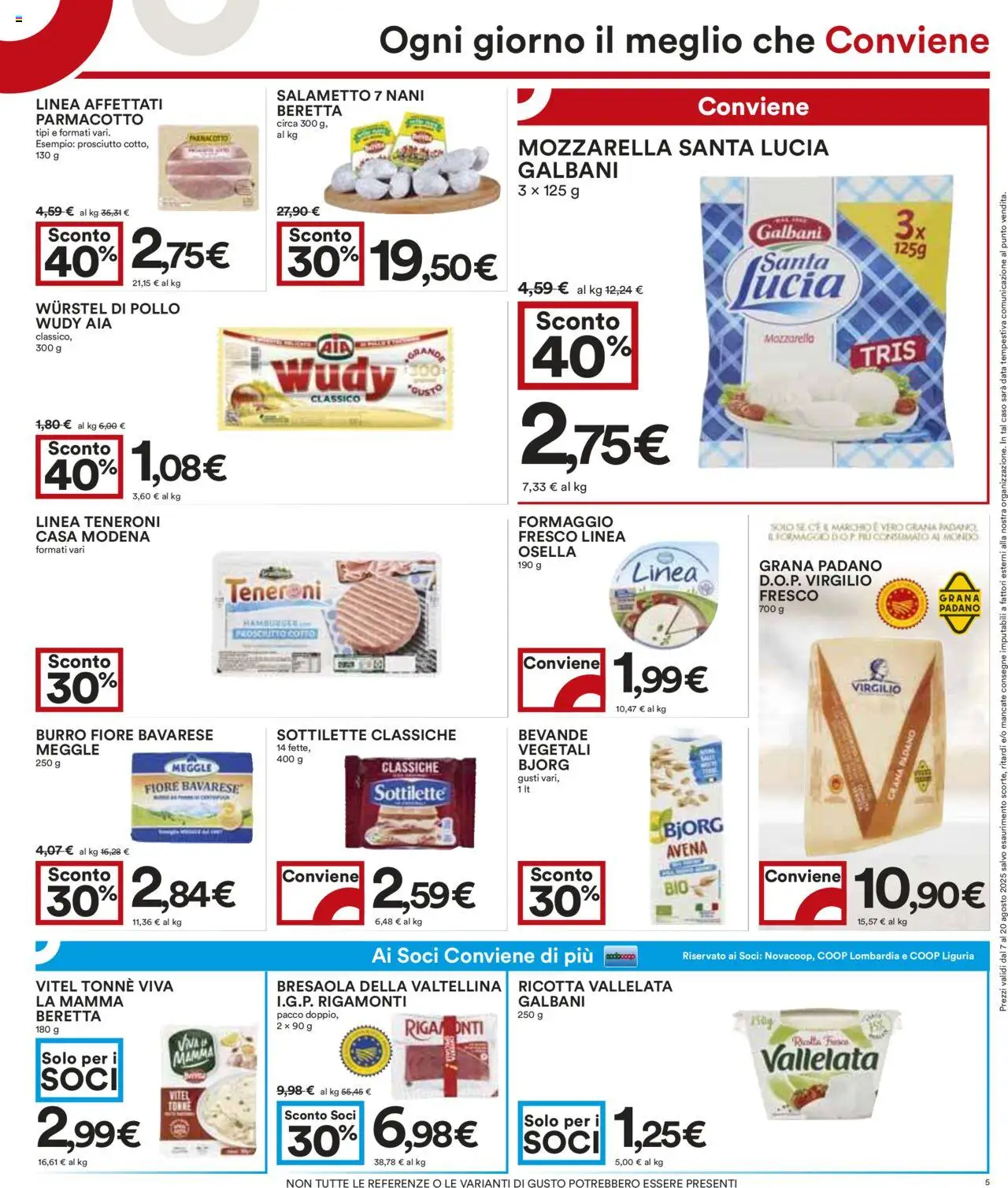 Volantino COOP del 07.08.2025 | Pagina: 5 | Prodotti: Pollo, Bresaola, Formaggio, Prosciutto