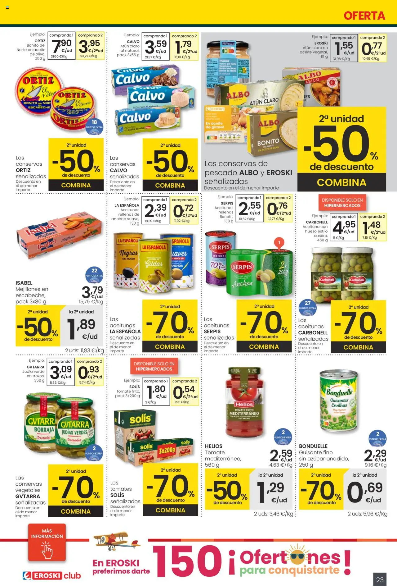 Eroski folleto │ válido desde el 29.05.2025 | Página: 23 | Productos: Aceite, Tomates, Aceite de oliva virgen extra, Atún claro