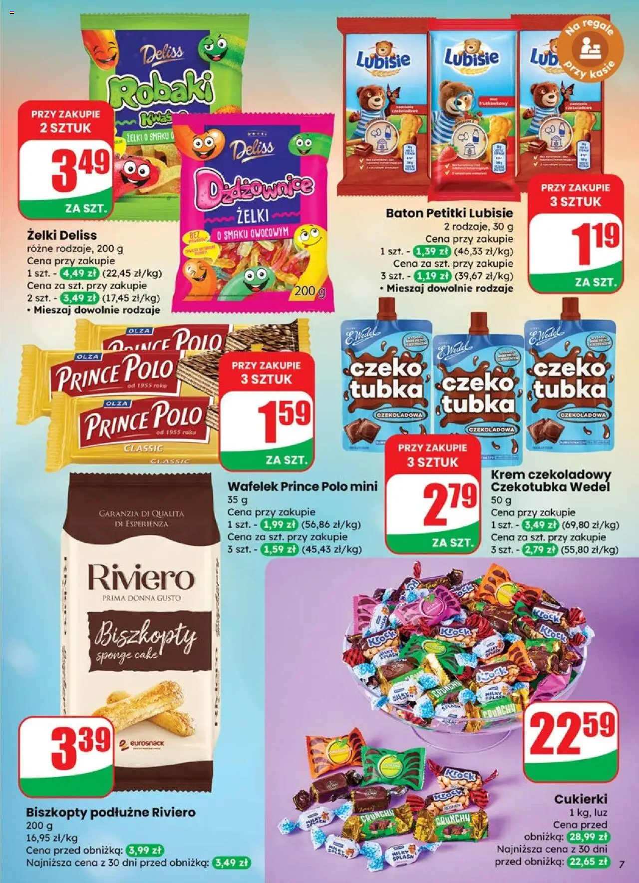 Dino Gazetka od 01.10.2025 | Strona: 7 | Produkty: Biszkopty podłużne, Baton, Żelki, Krem