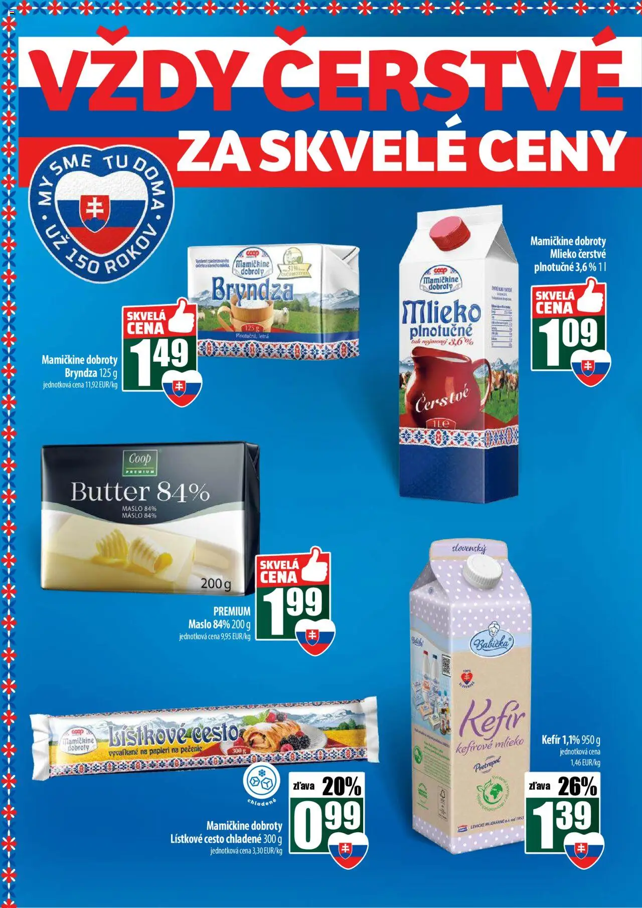 Nové COOP Jednota akcie – leták je platný od 02.10.2025 | Strana: 8 | Produkty: Maslo, Mlieko, Bryndza, Lístkové cesto