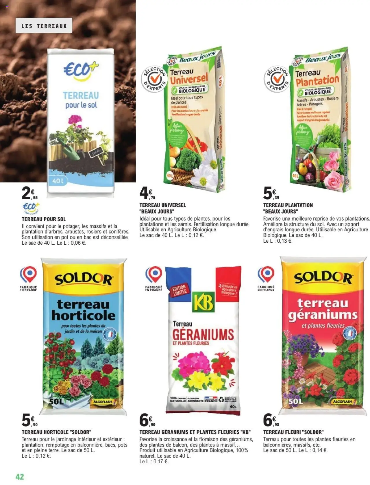  | Page: 42 | Produits: Sac, Terreau Universel, Plantes, Terreau horticole