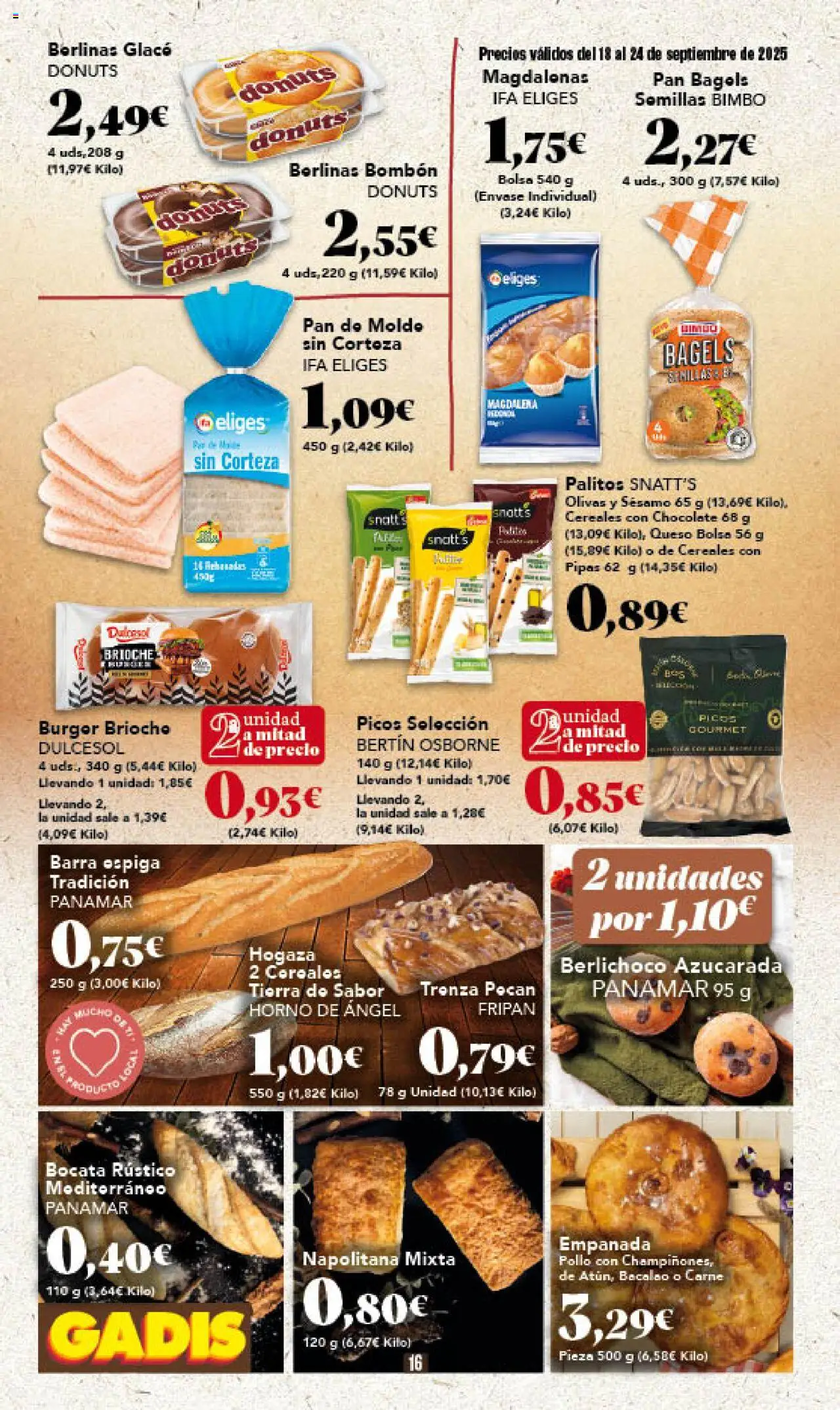 Gadis folleto │ válido desde el 18.09.2025 | Página: 16 | Productos: Pan, Chocolate, Cereales, Horno