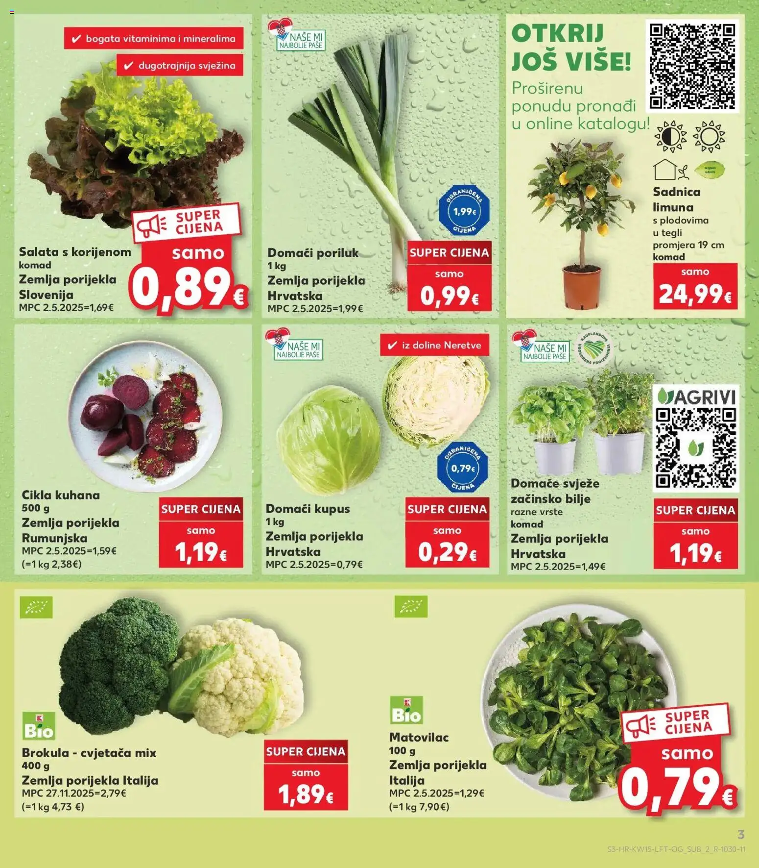 Kaufland katalog | vrijedi od 08.04.2026 | Stranica: 3 | Proizvodi: Brokula, Salata, Cikla, Kupus