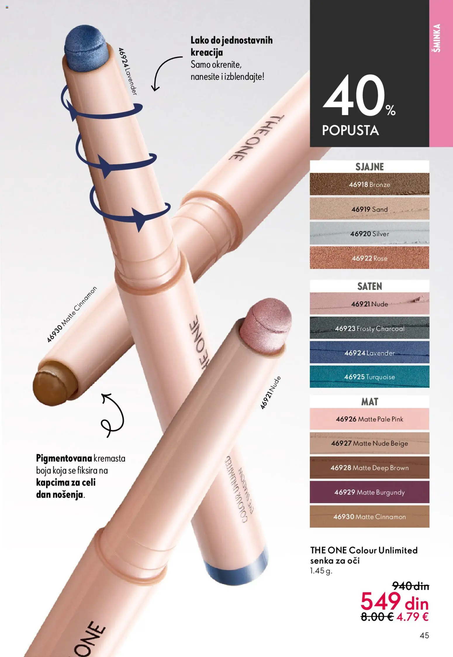 Oriflame katalog - važi od 22.04.2026 | Strana: 45 | Proizvode: Šminka