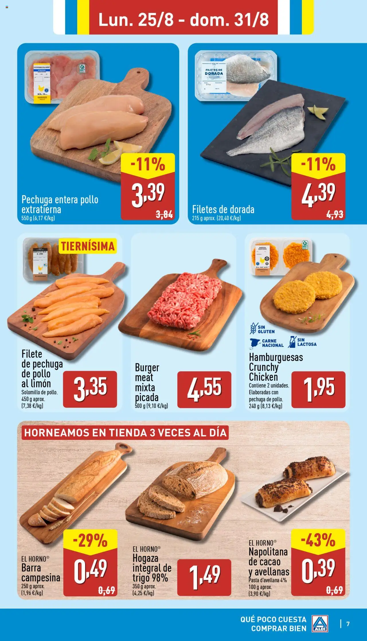 Aldi folleto Canarias │ válido desde el 25.08.2025 | Página: 7 | Productos: Chocolate, Horno, Filete, Φρυγανιές σικάλεως
