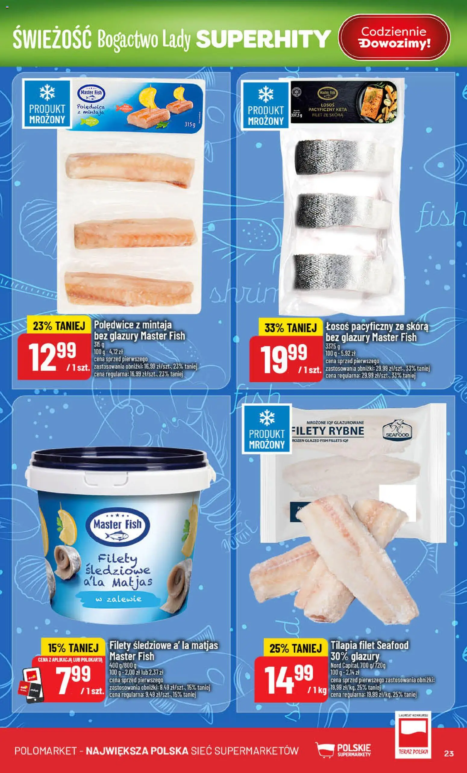 POLOmarket Gazetka od 07.01.2026 | Strona: 23 | Produkty: Tilapia, Łosoś