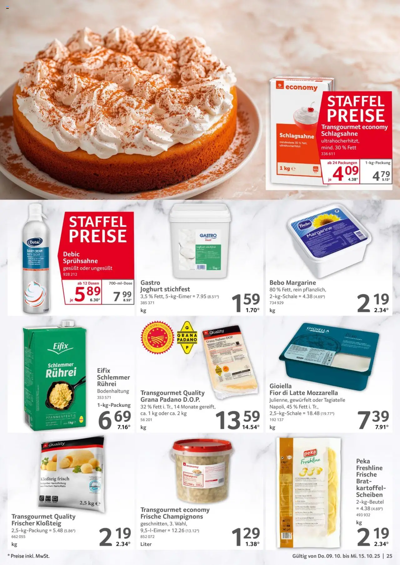 Selgros Prospekt 	 – gültig ab 09.10.2025 | Seite: 25 | Produkte: Margarine, Joghurt, Kartoffeln, Frische champignons