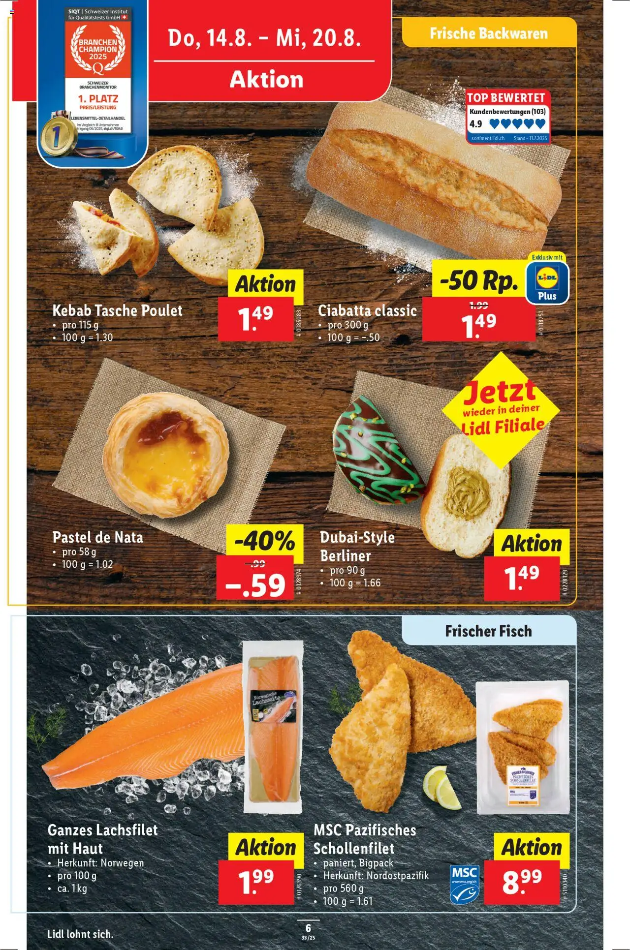 Lidl Aktionen ab 14.08.2025 | Seite: 6 | Produkte: Fisch, Top, Tasche