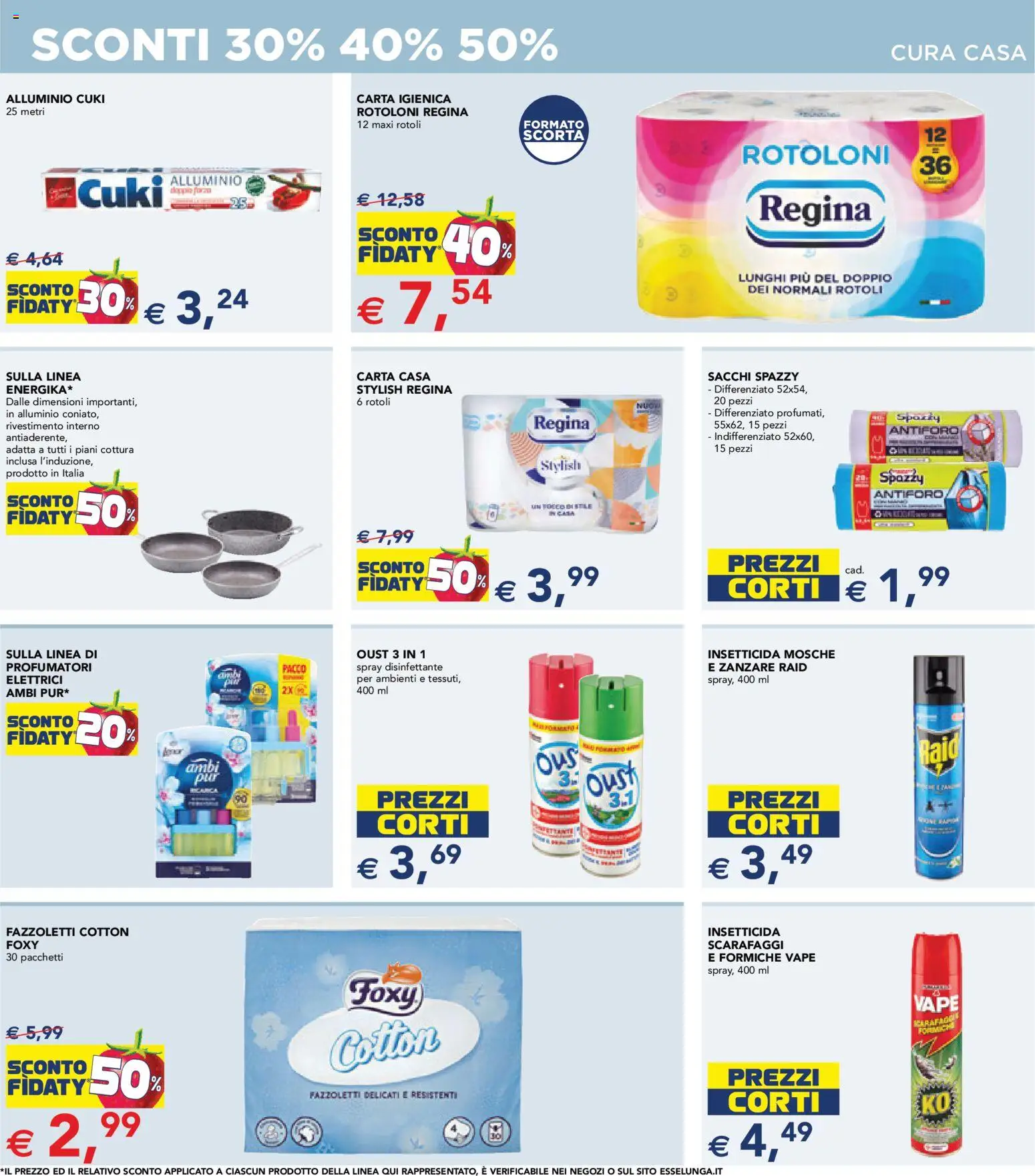 Volantino Esselunga S del 23.04.2026 | Pagina: 19 | Prodotti: Spray disinfettante, Fazzoletti, Alluminio, Insetticida