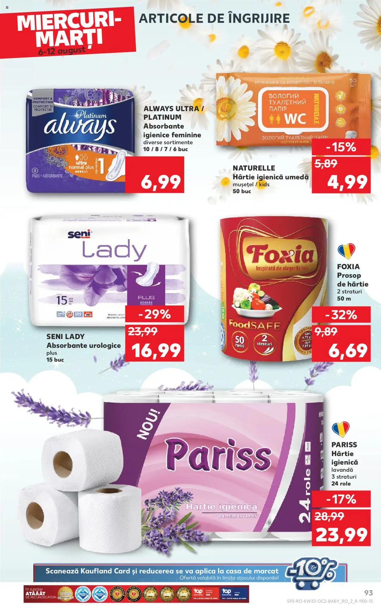 Catalog Kaufland - Tulcea – valabil de la 06.08.2025 | Pagină: 93 | Produse: Role, Parfum, Absorbante