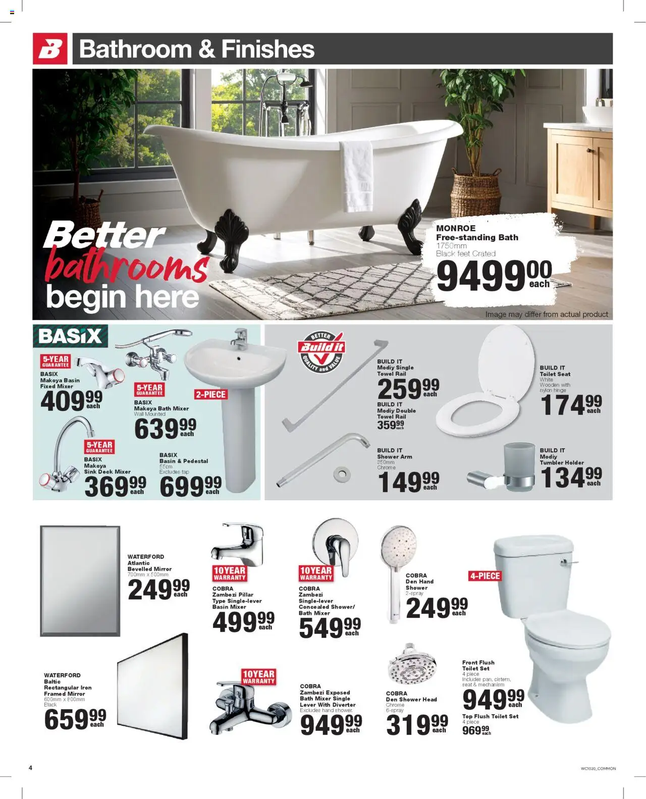New Build It catalogue – valid from 23.10.2025 | Page: 4 | Products: Pedestal, Toilet, Basin, Tap