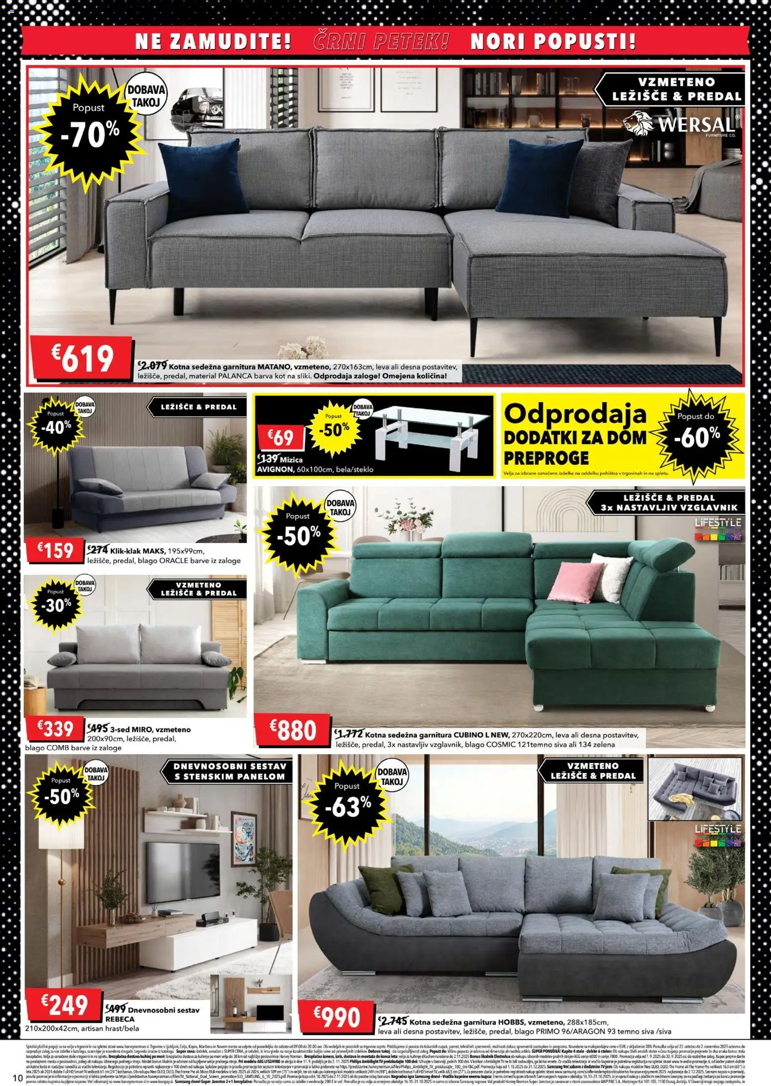 Novi Harvey Norman katalog ponudbe – veljaven od 23.10.2025 | Stran: 10 | Izdelki: Tv, Mizica, Sedezna garnitura, Zelena