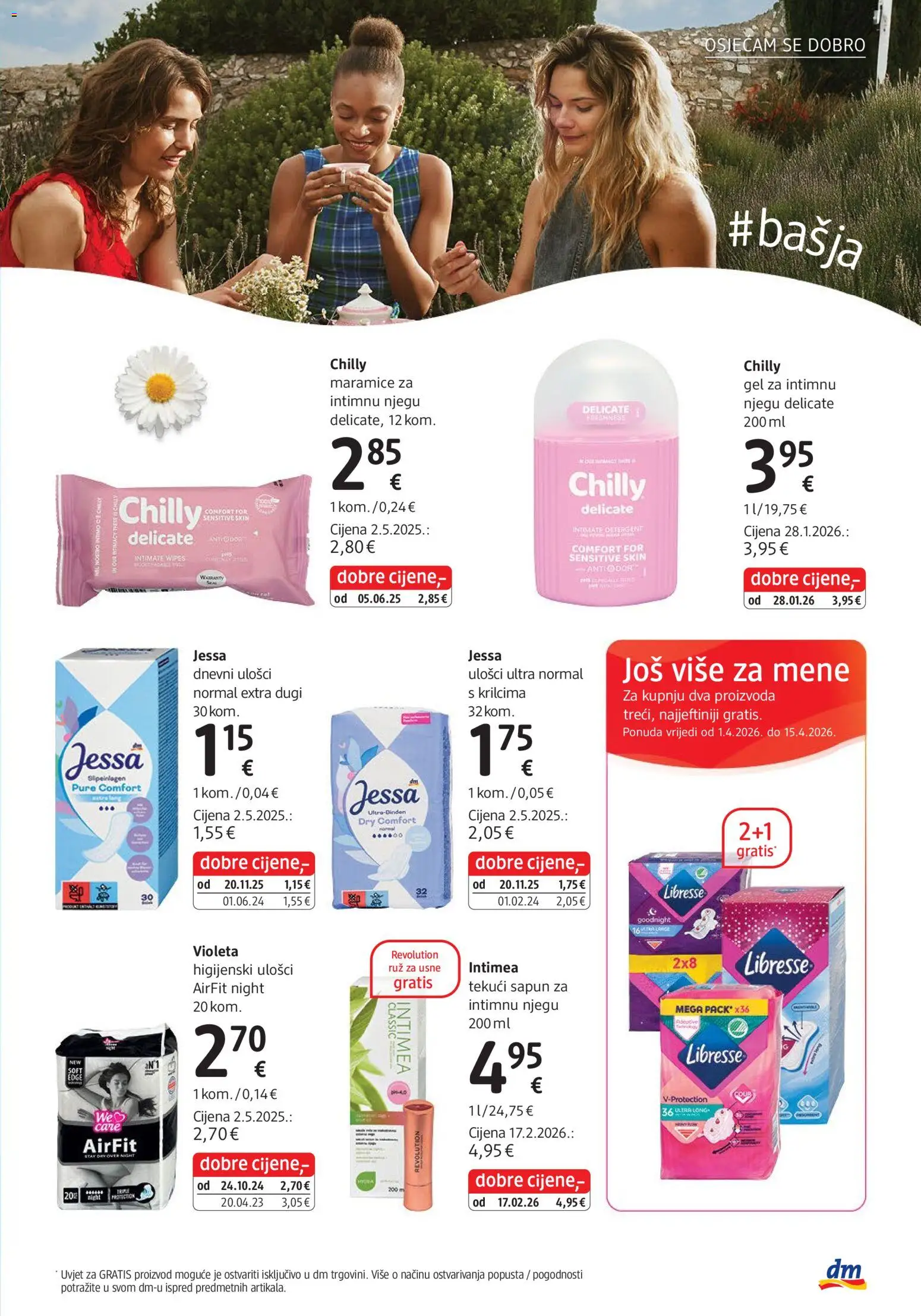 DM katalog | vrijedi od 01.04.2026 | Stranica: 23 | Proizvodi: Higijenski ulošci, Dnevni ulošci, Sapun, Violeta