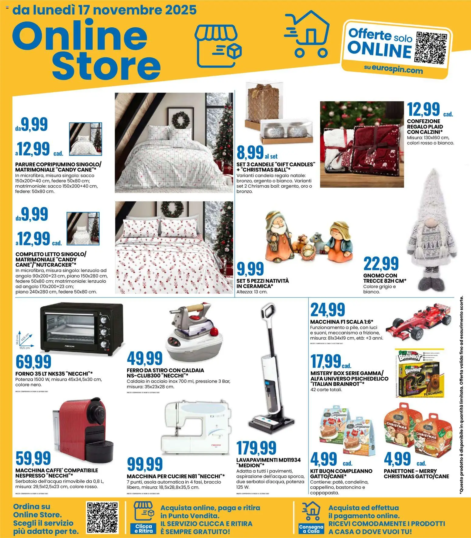 Volantino Eurospin del 17.11.2025 | Pagina: 16 | Prodotti: Copripiumino, Plaid, Panettone, Scala
