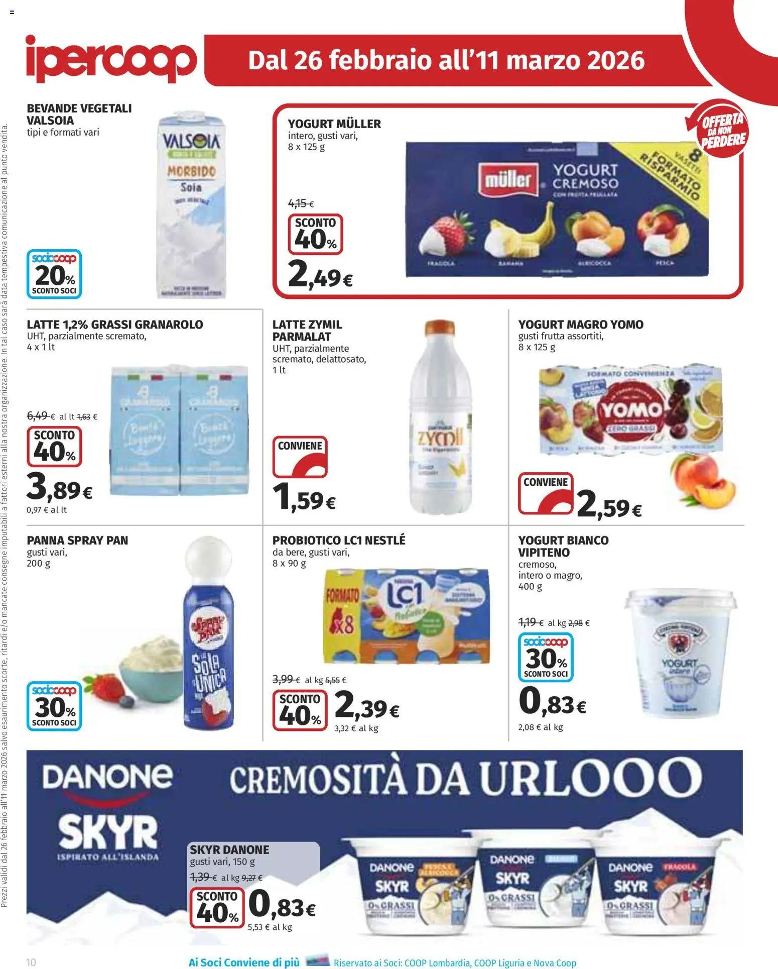 Volantino Ipercoop del 26.02.2026 | Pagina: 10 | Prodotti: Yogurt, Panna, Frutta, Data