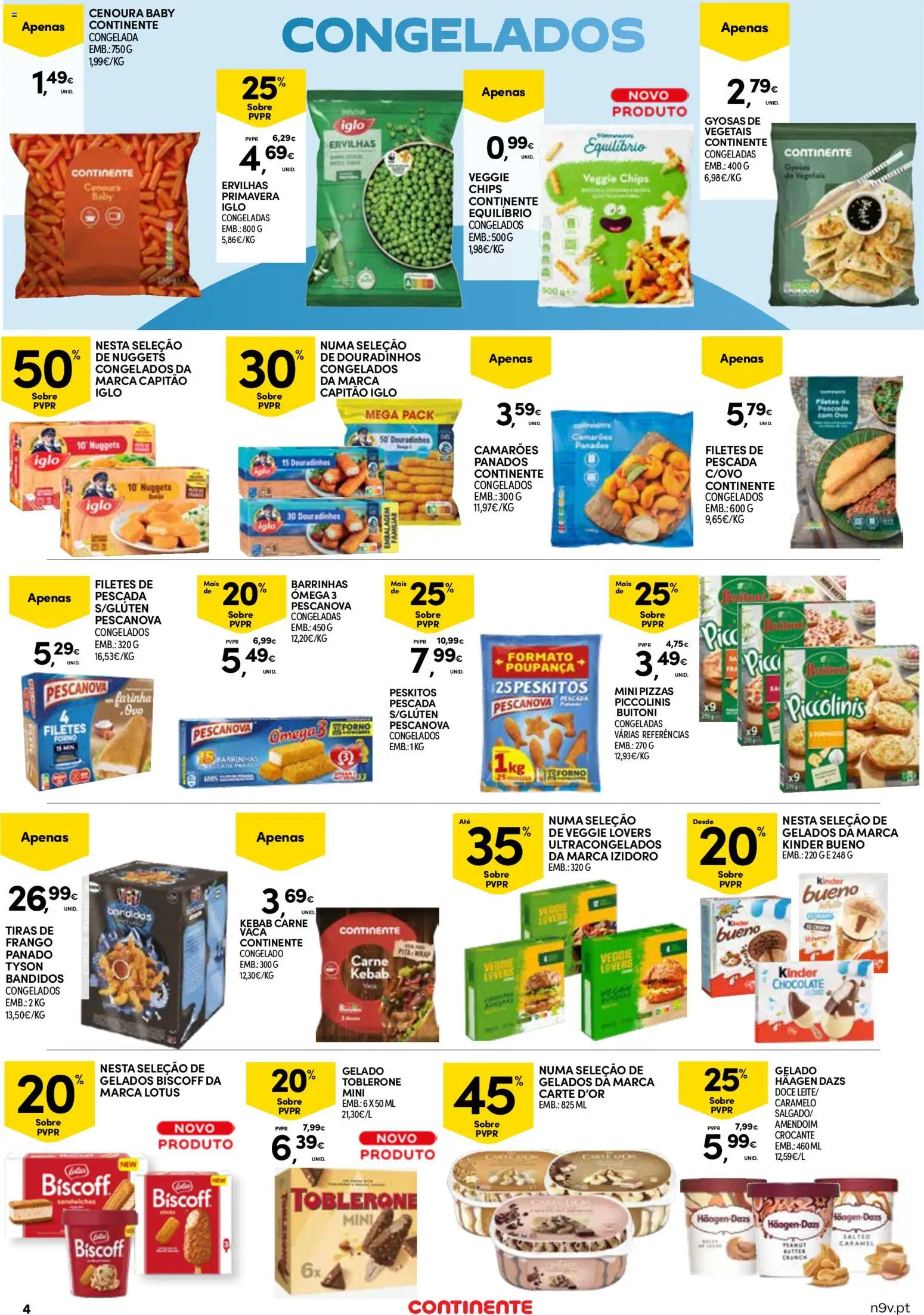 Continente Açores  │ válido de 16.04.2026 | Página: 4 | Produtos: Pescada, Capitão iglo, Gelado, Cenoura