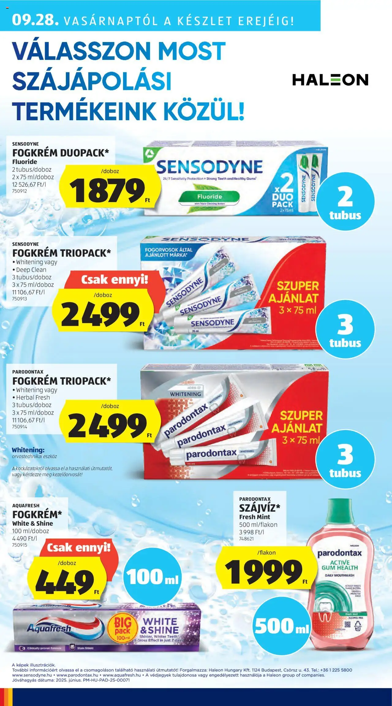 Aldi akciós ujság - amely érvényes a következő dátumtól: 25.09.2025 | Oldal: 42 | Termékek: Fogkrém