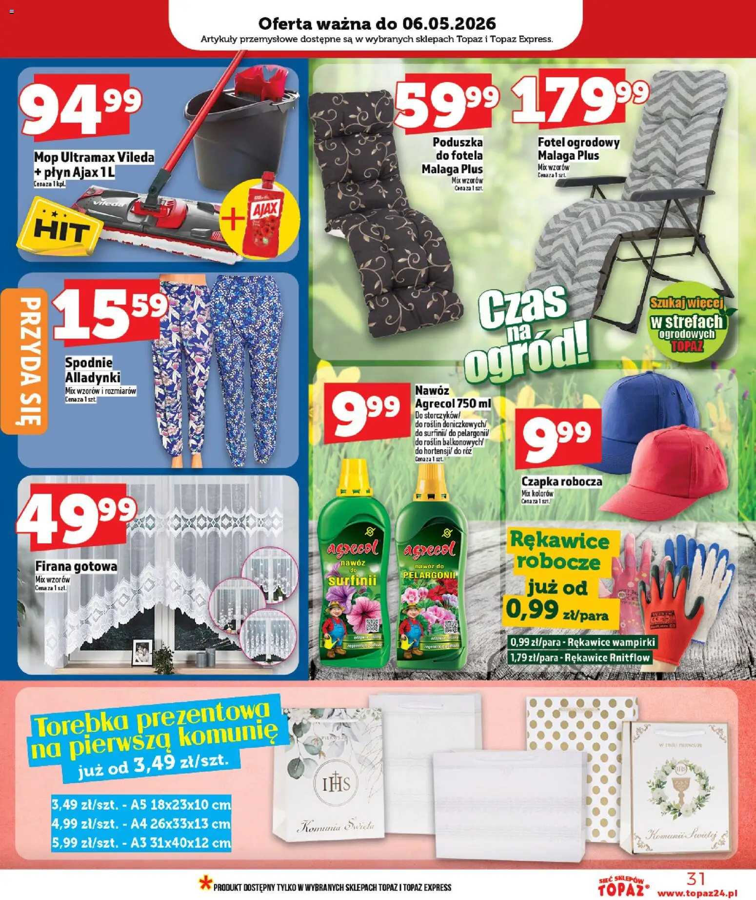 Topaz gazetka od 30.04.2026 | Strona: 31 | Produkty: Fotel ogrodowy, Spodnie, Torebka, Czapka