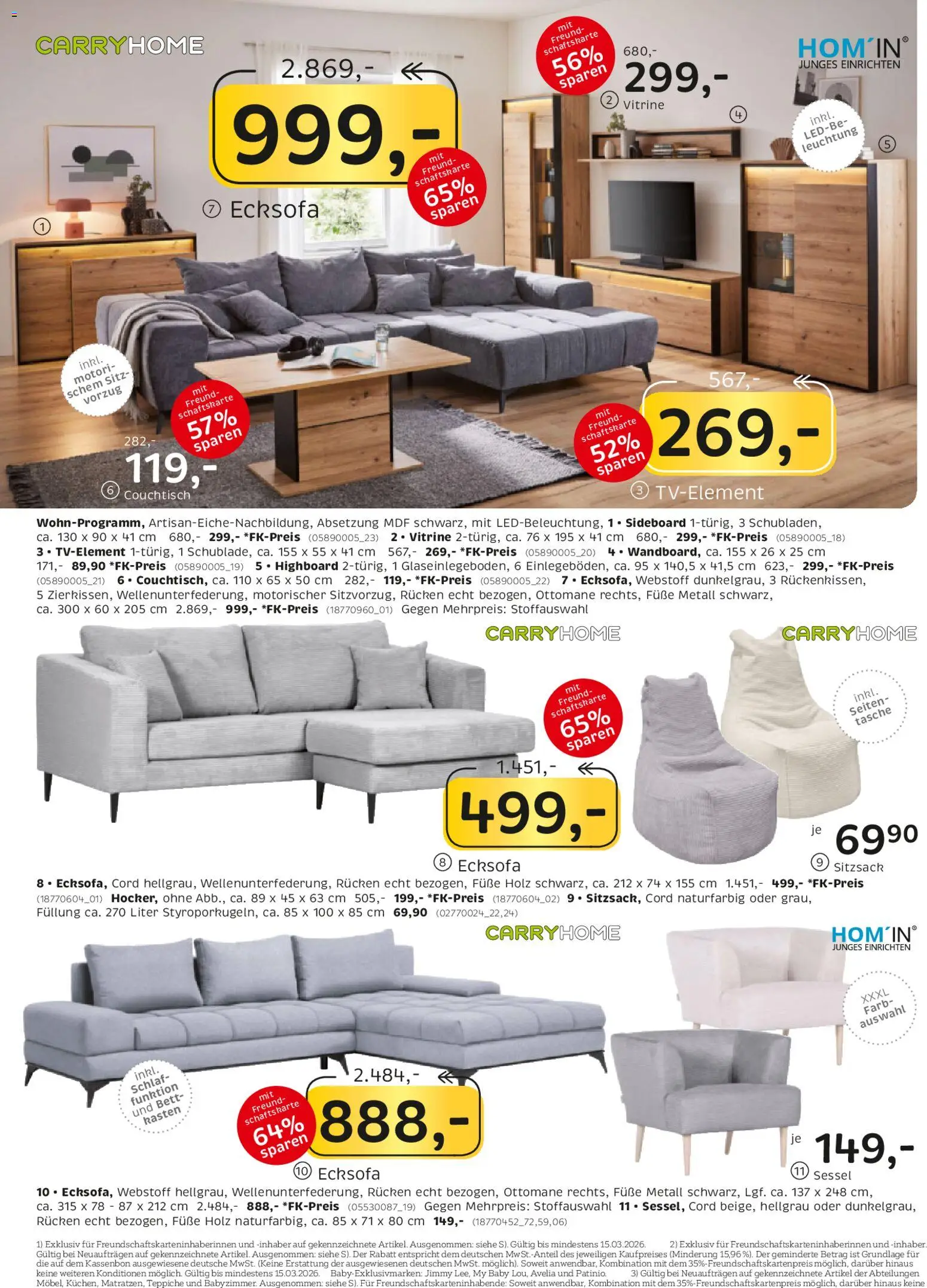 XXXL Lutz Junges Wohnen – gültig ab 01.03.2026 | Seite: 2 | Produkte: Tasche, Sideboard, Sitzsack, Couchtisch