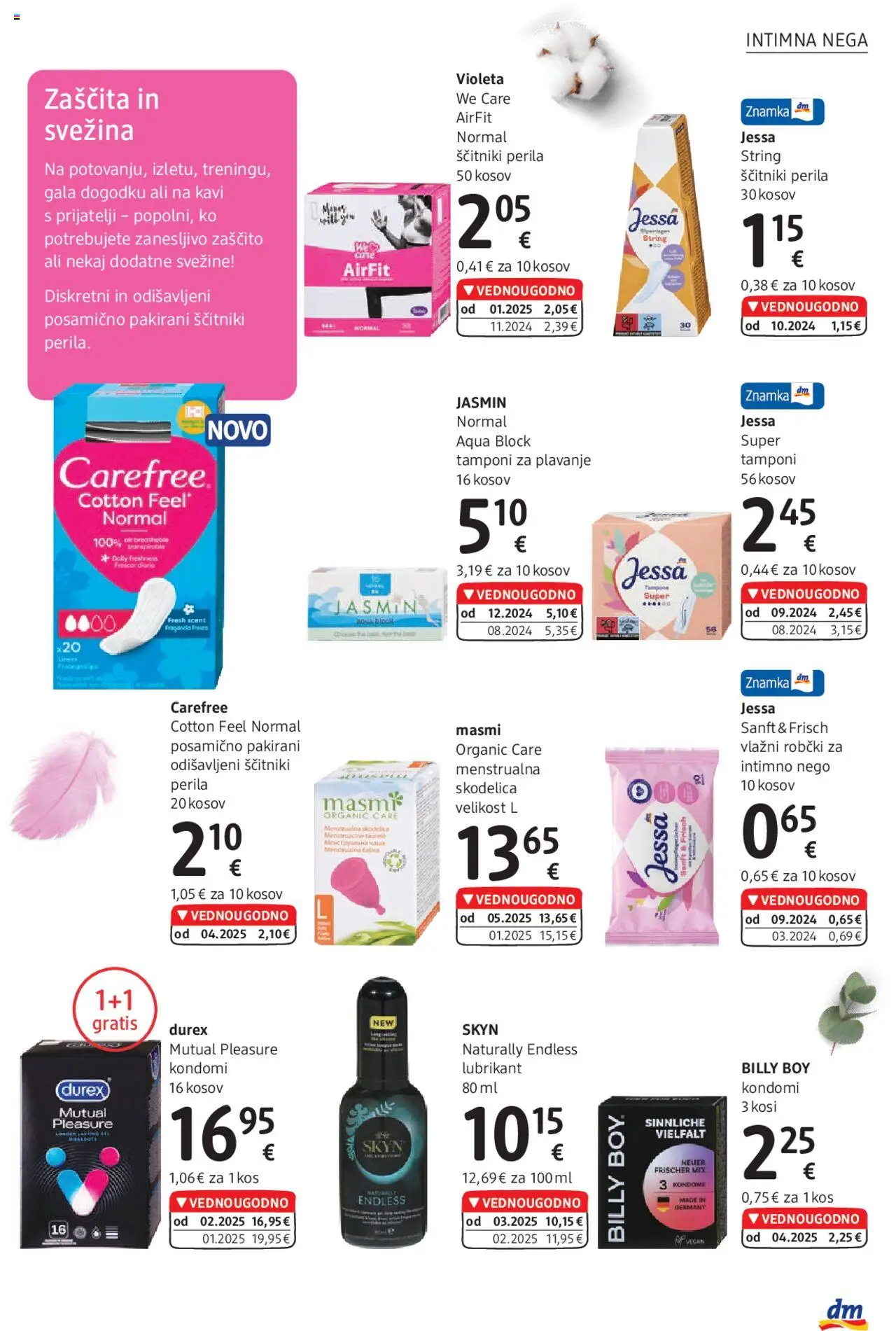 DM Drogerie Markt katalog │ velja od 02.06.2025 | Stran: 21 | Izdelki: Menstrualna skodelica, Kondomi, Robčki, Tamponi