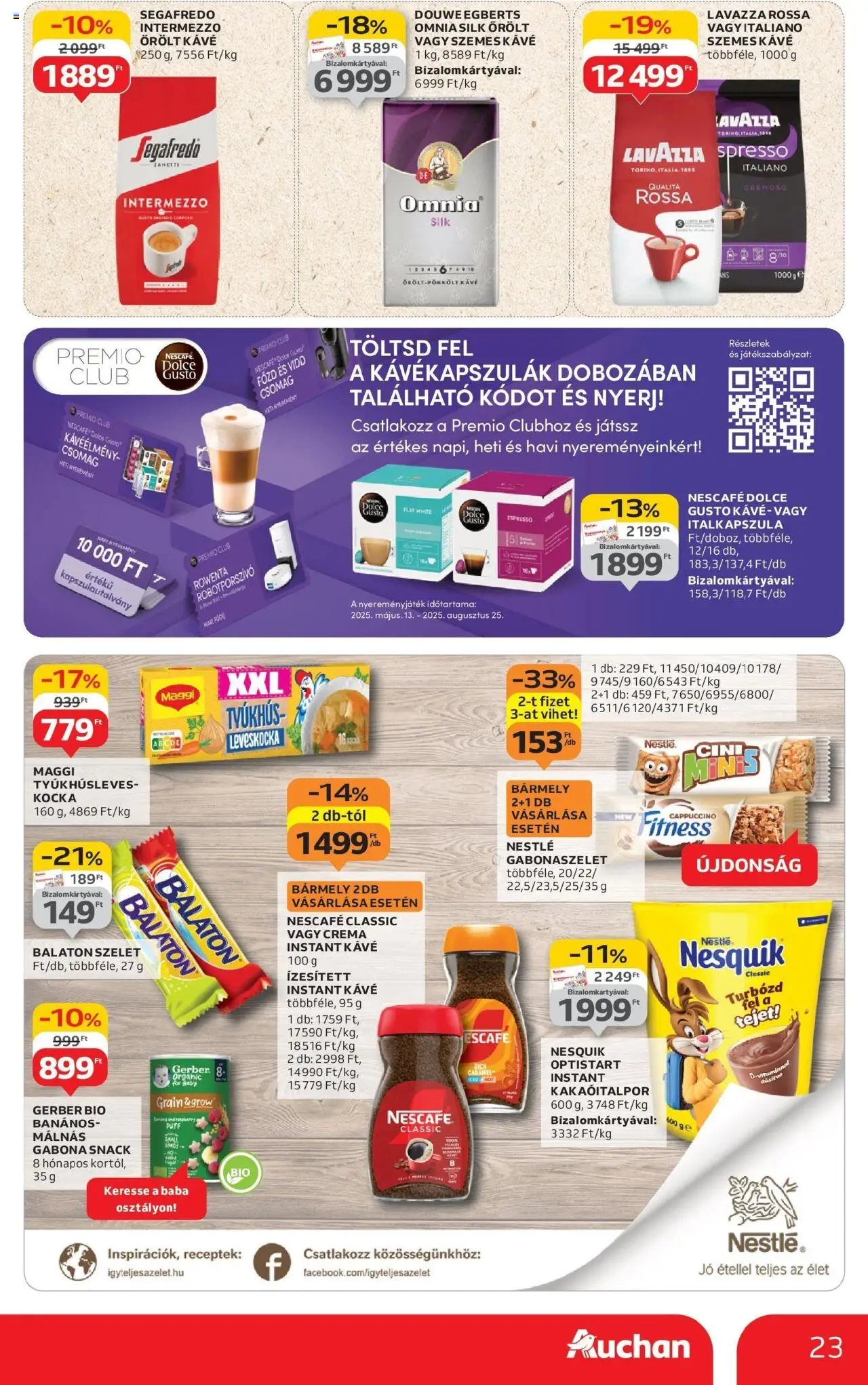 Auchan akciós ujság - amely érvényes a következő dátumtól: 07.08.2025 | Oldal: 23 | Termékek: Dolce Gusto, Cappuccino, Robotporszívó, Szemes kávé