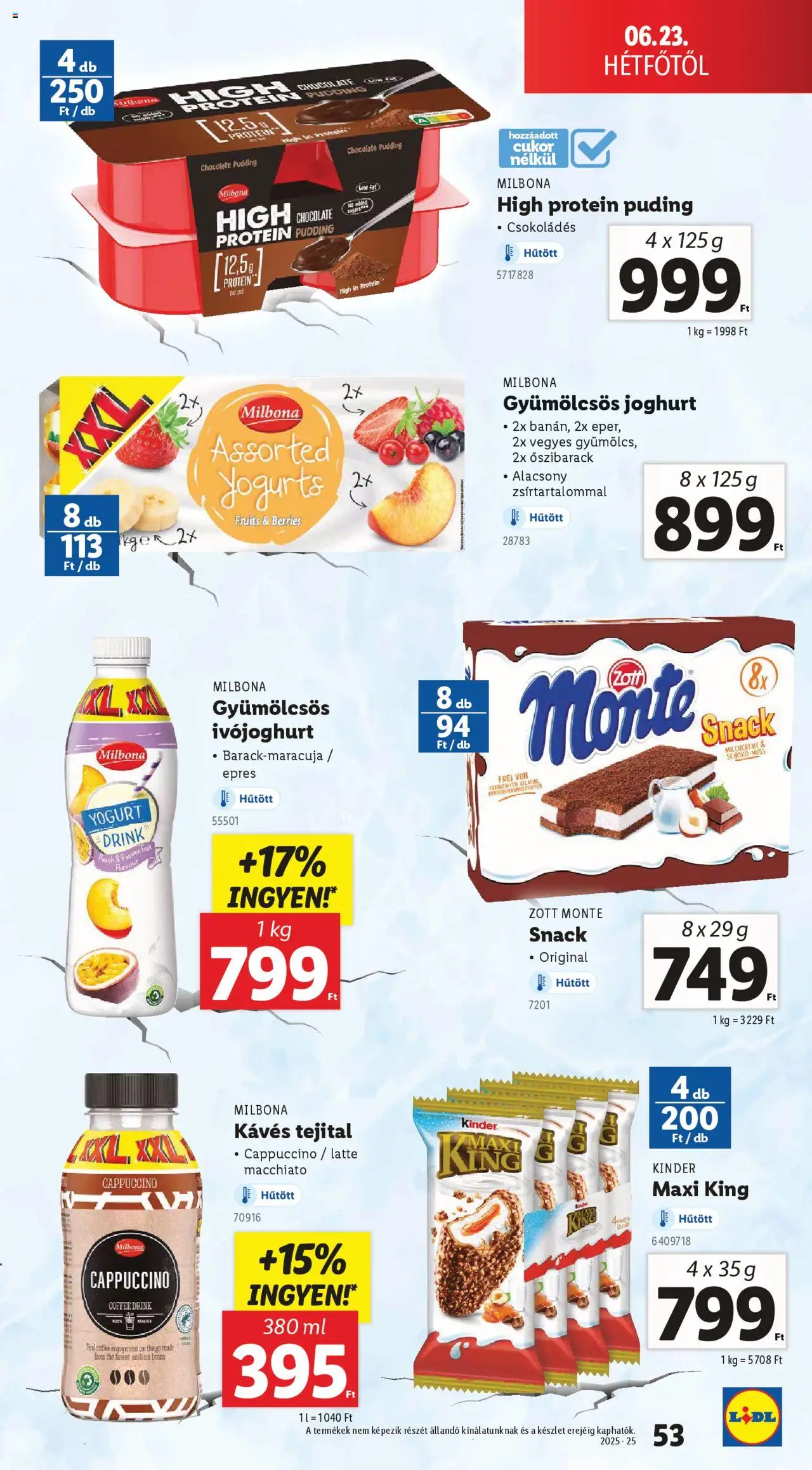 Lidl akciós ujság - amely érvényes a következő dátumtól: 19.06.2025 | Oldal: 53 | Termékek: Puding, Őszibarack, Cappuccino, Cukor