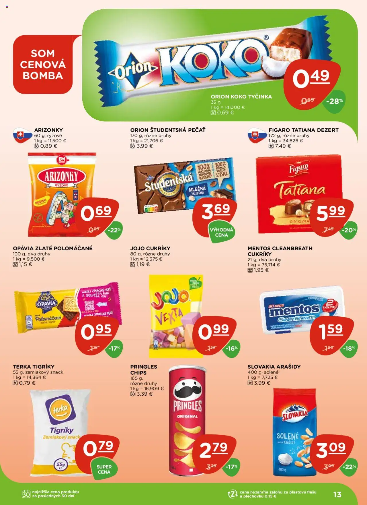 Terno leták │ platný od 24.07.2025 | Strana: 13 | Produkty: Pringles, Cukríky, Študentská pečať, Arašidy