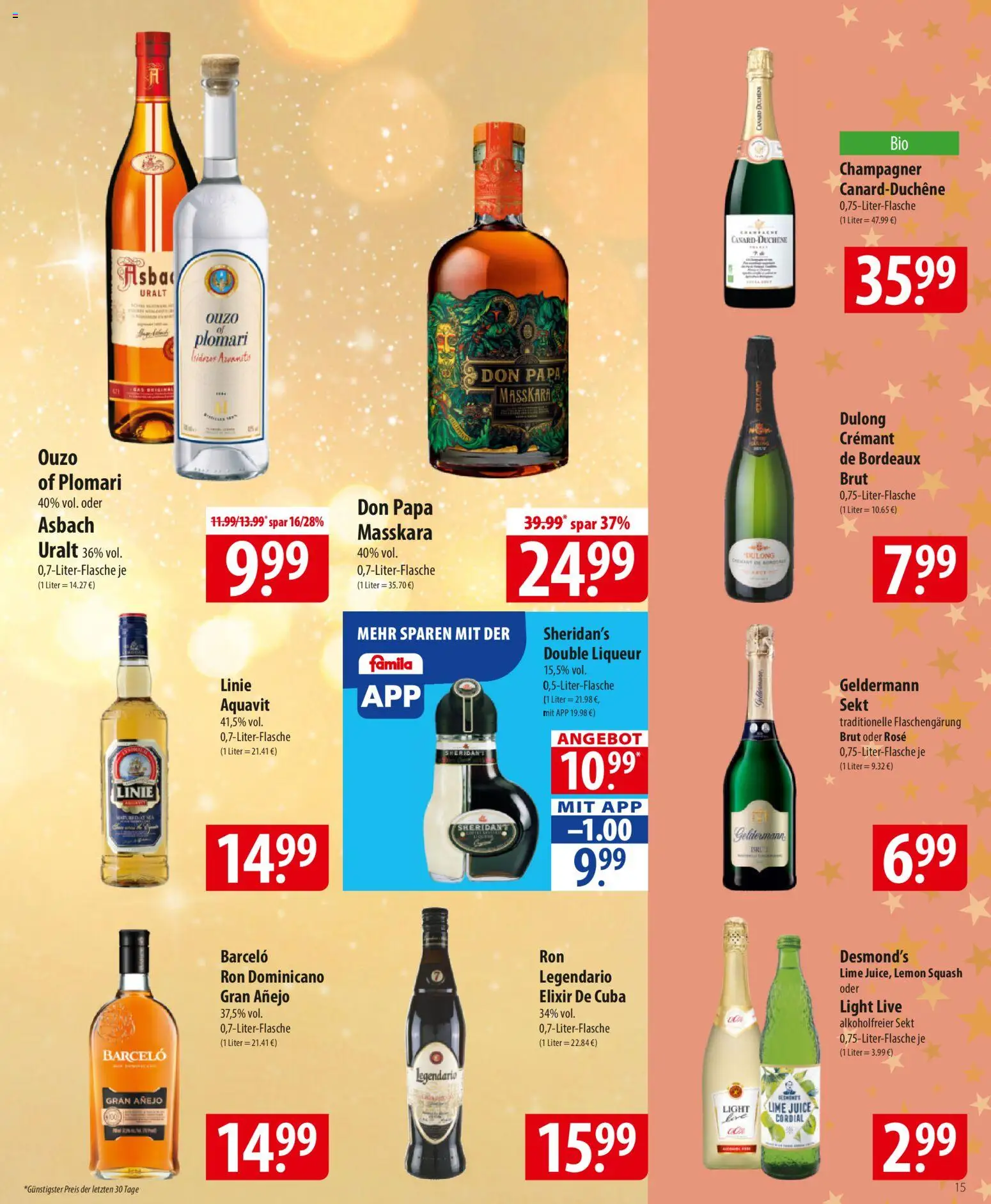 Famila Prospekt 	 – gültig ab 22.12.2025 | Seite: 15 | Produkte: Ouzo, Sekt, Ouzo plomari, Asbach