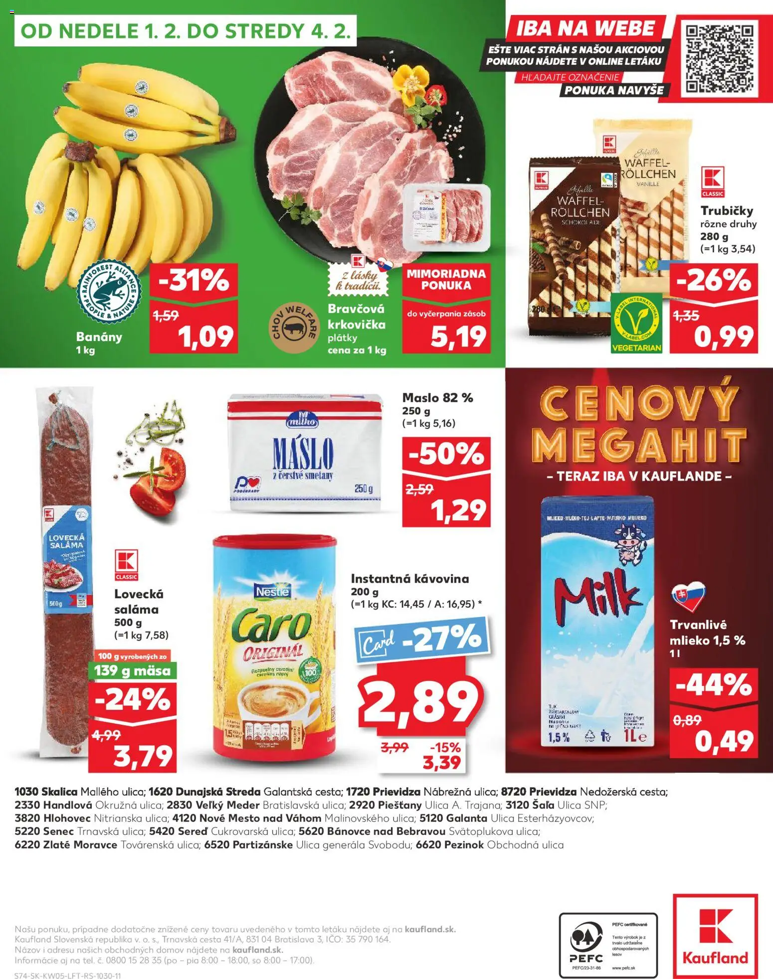 Nové Kaufland akcie – leták je platný od 29.01.2026 | Strana: 74 | Produkty: Maslo, Mlieko, Krkovička, Trvanlivé mlieko