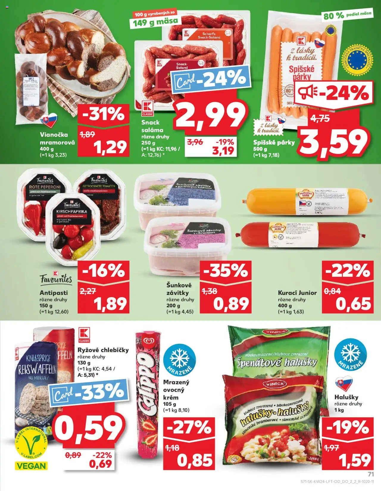 Nové Kaufland akcie – leták je platný od 12.06.2025 | Strana: 71 | Produkty: Saláma, Vianočka, Krém, Párky