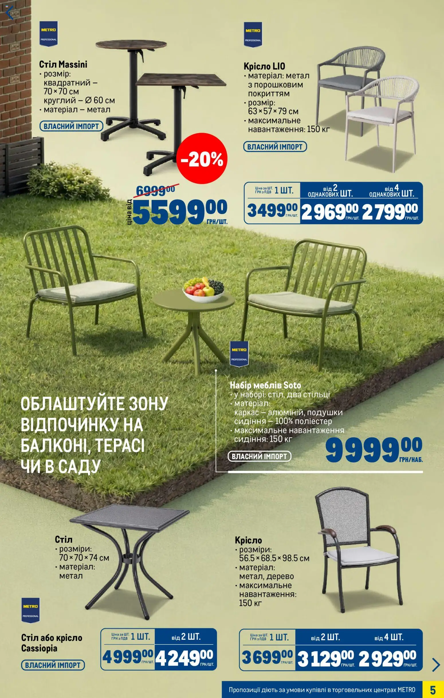 Metro Kаталог - дійснийкції з 15.04.2026 | Сторінка: 5 | Товари: Крісло, Стіл