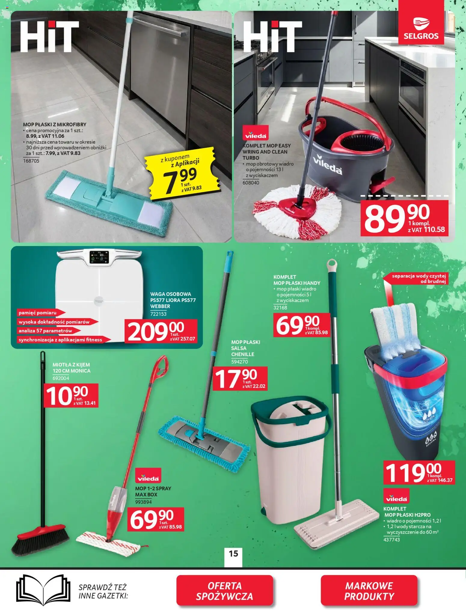 Selgros cash&carry - Oferta Przemysłowa od 09.04.2026 | Strona: 17 | Produkty: Waga, Mop obrotowy, Vileda