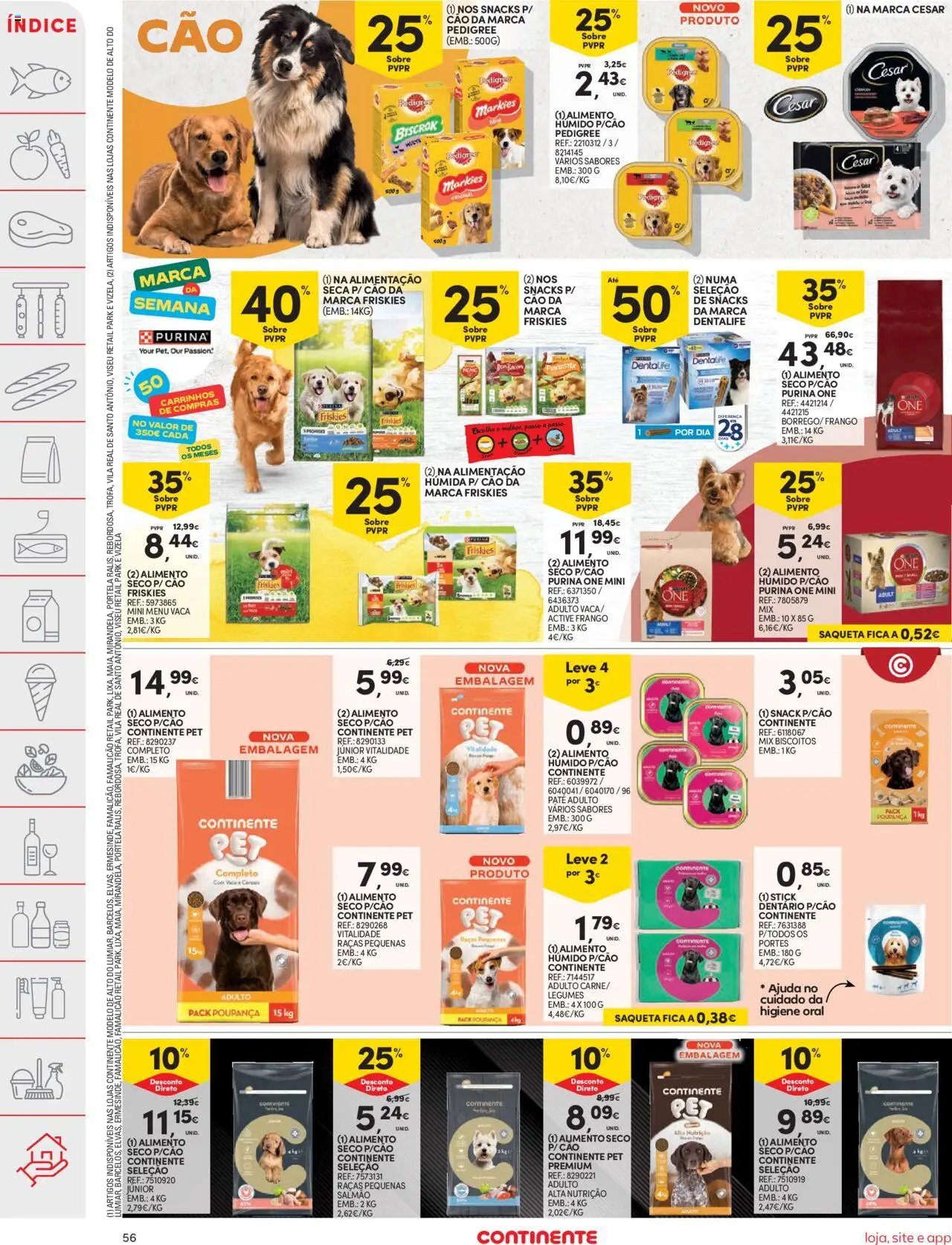 Continente folheto │ válido de 16.09.2025 | Página: 56 | Produtos: Purina one, Frango, Salmão, Biscoitos