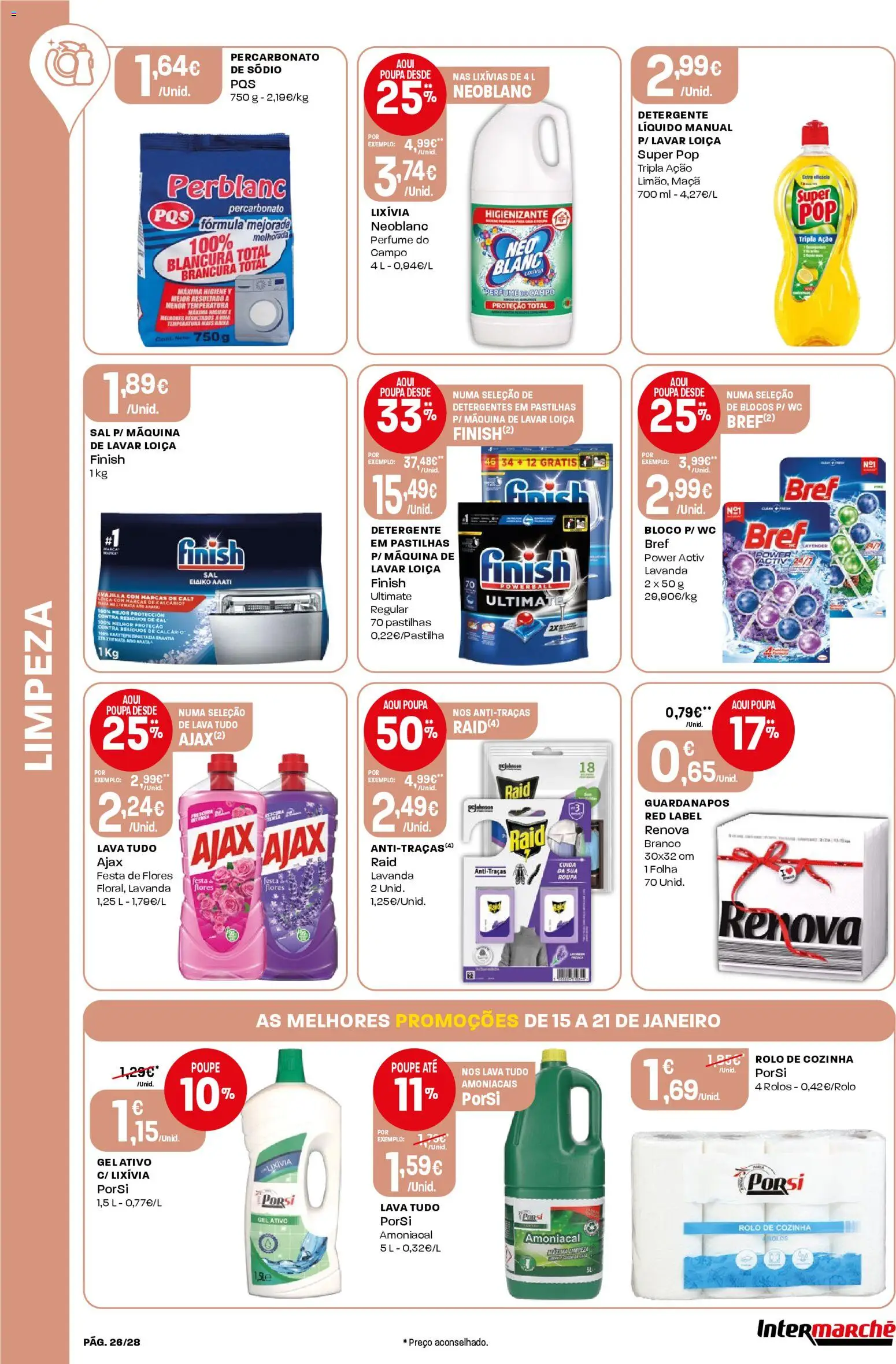 Intermarché Folheto Contact │ válido de 15.01.2026 | Página: 26 | Produtos: Máquina de lavar, Perfume, Guardanapos, Sal