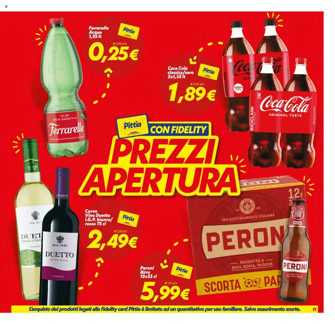 Volantino SuperConveniente del 17.10.2025 | Pagina: 11 | Prodotti: Birra, Acqua, Vino, Coca Cola