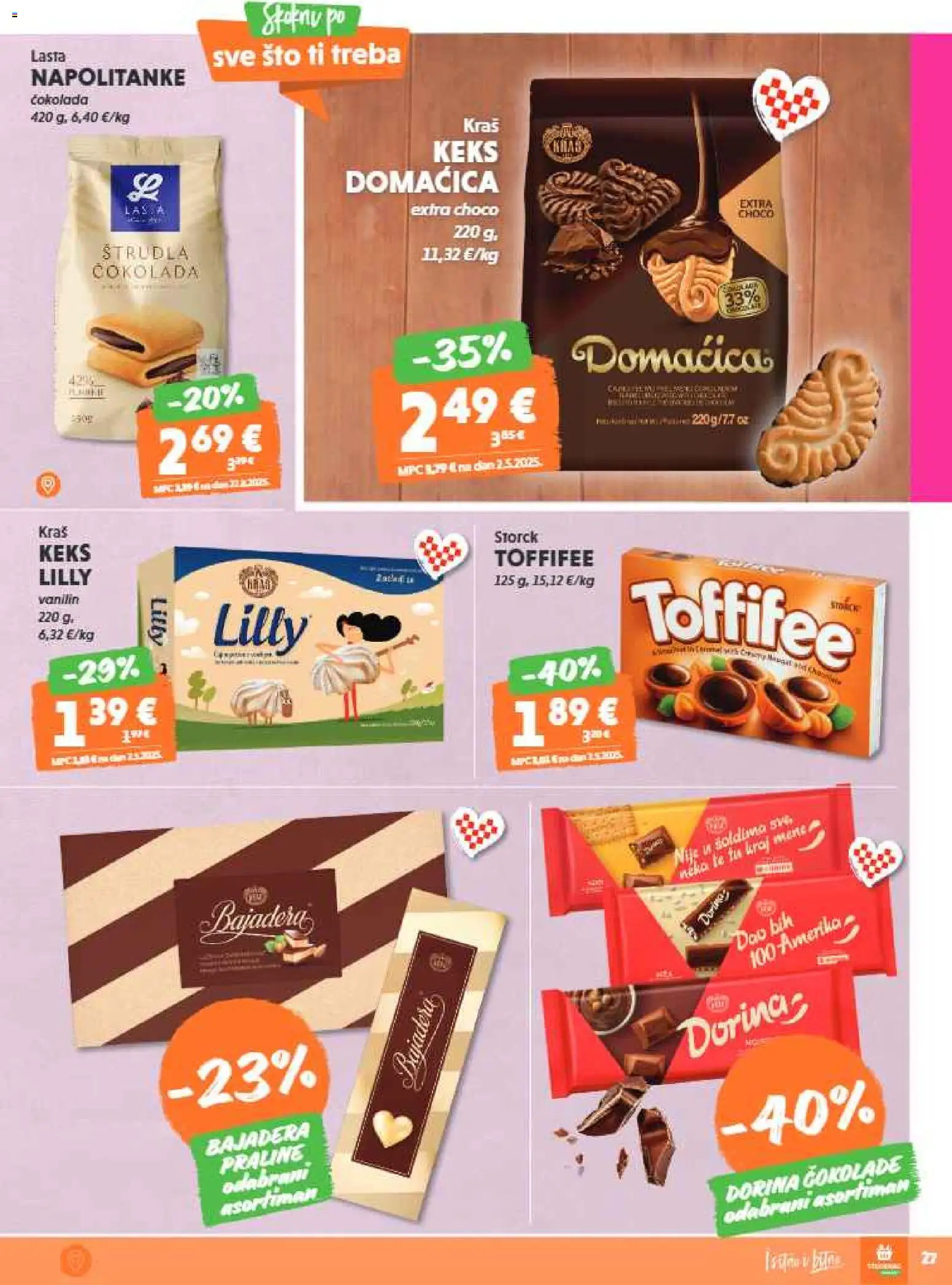 Studenac katalog | vrijedi od 25.03.2026 | Stranica: 27 | Proizvodi: Praline, Čokolada, Keks, Napolitanke