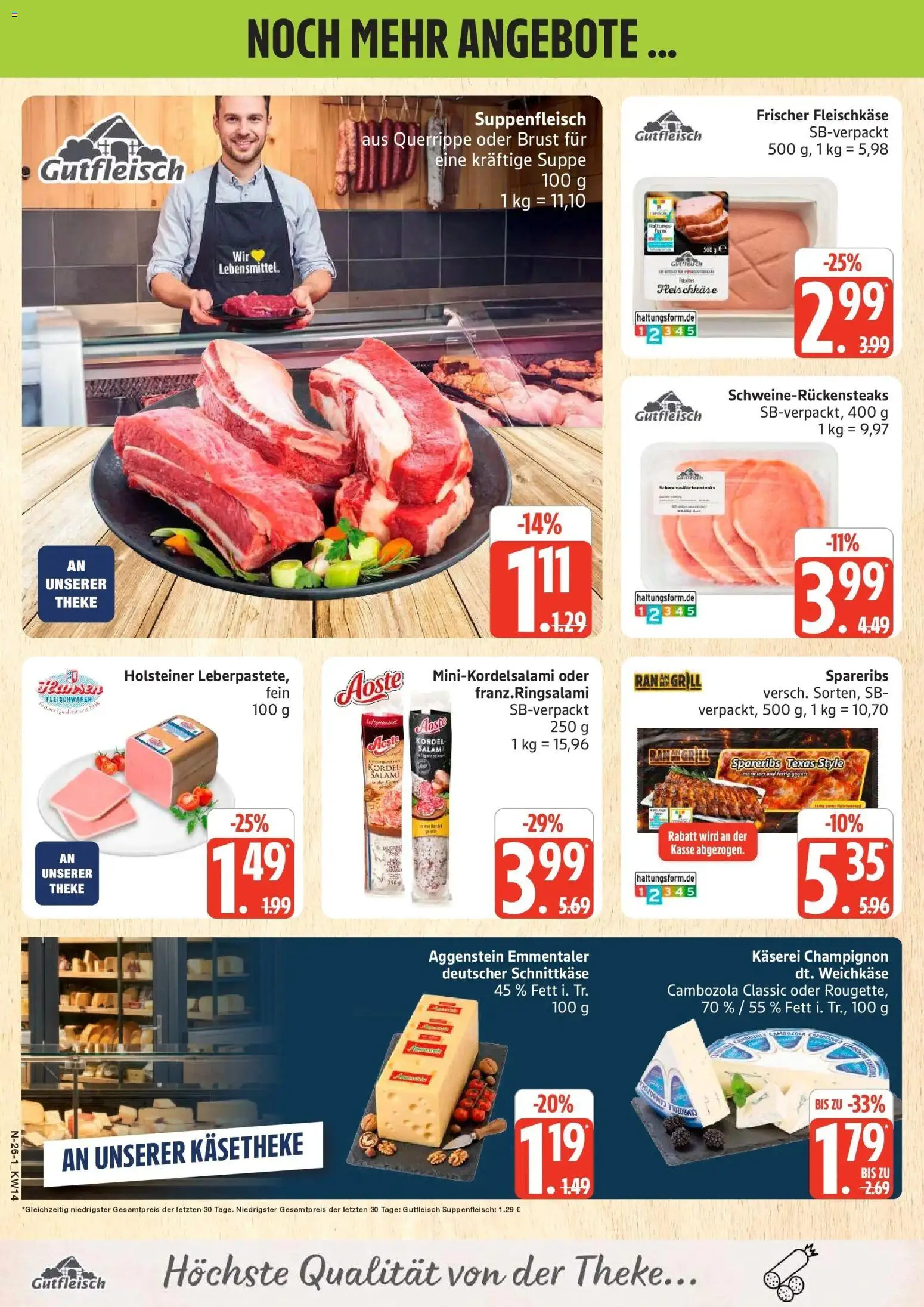 Edeka prospekt Rostock	 – gültig ab 30.03.2026 | Seite: 26 | Produkte: Grill, Theke, Suppenfleisch, Salami