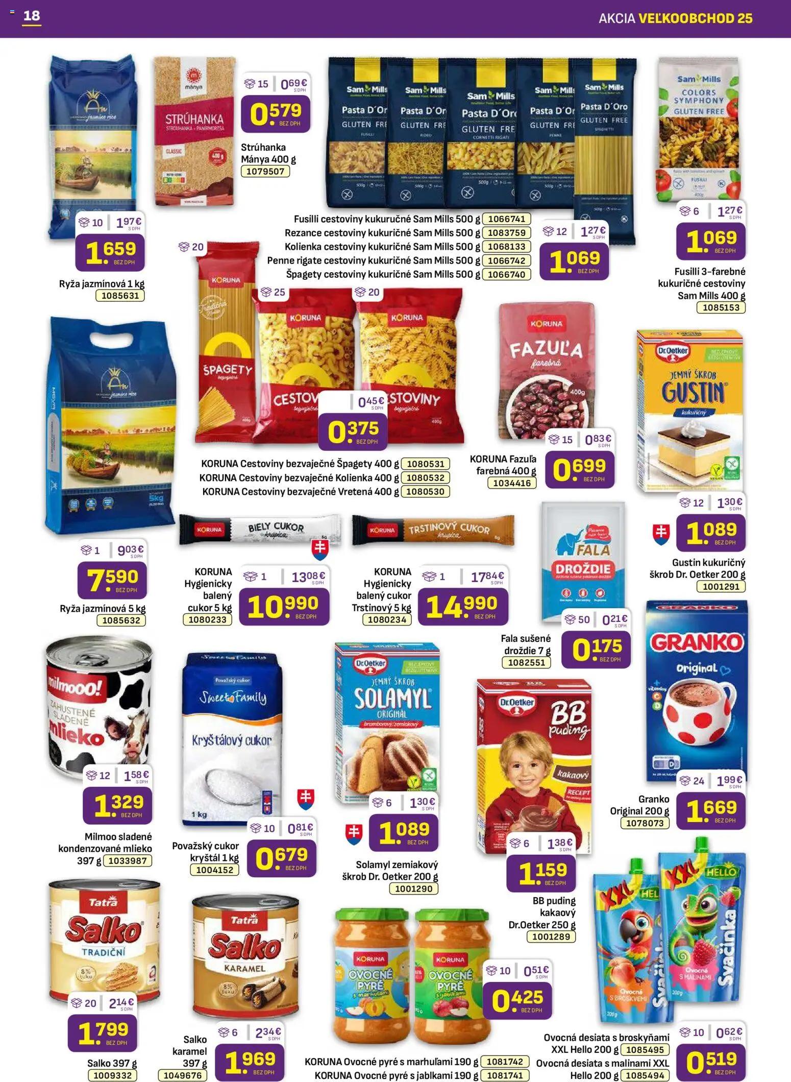 Nové Libex akcie – leták je platný od 15.12.2025 | Strana: 18 | Produkty: Fusilli, Cestoviny, Kryštálový cukor, Špagety