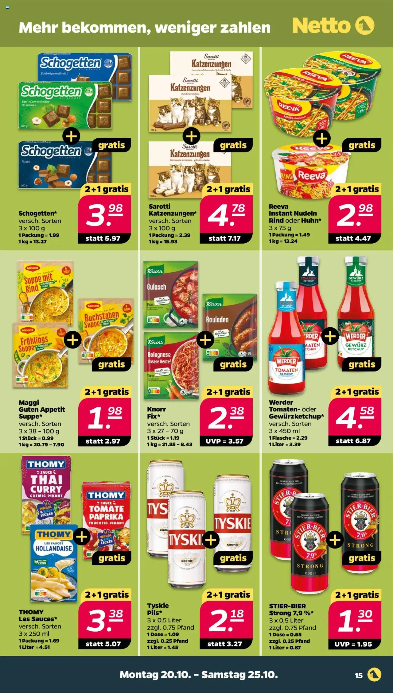 Netto Prospekt 	 – gültig ab 20.10.2025 | Seite: 15 | Produkte: Maggi, Tomaten, Paprika, Gulasch