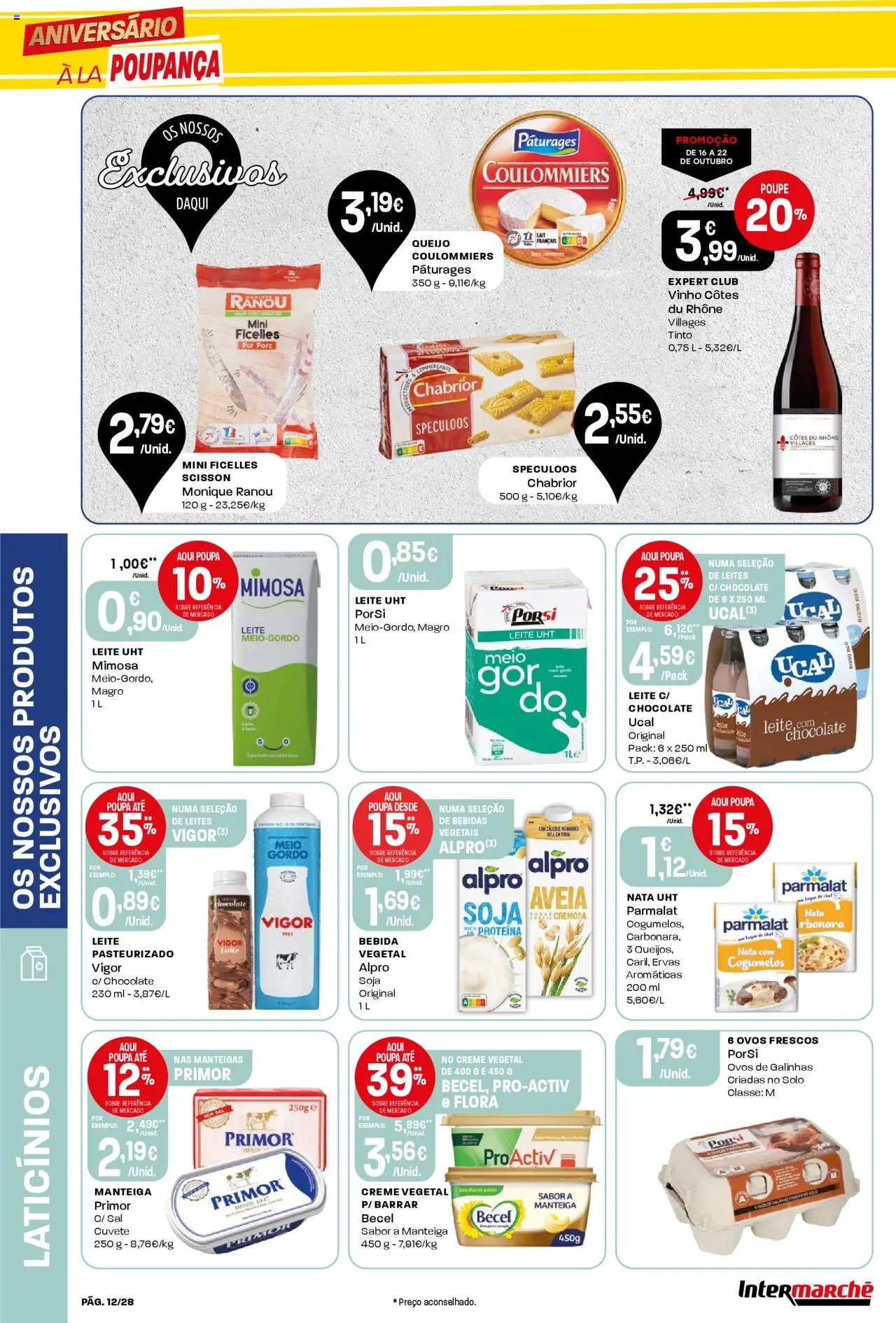Intermarché Folheto Contact │ válido de 16.10.2025 | Página: 12 | Produtos: Aveia, Leite, Chocolate, Vinho