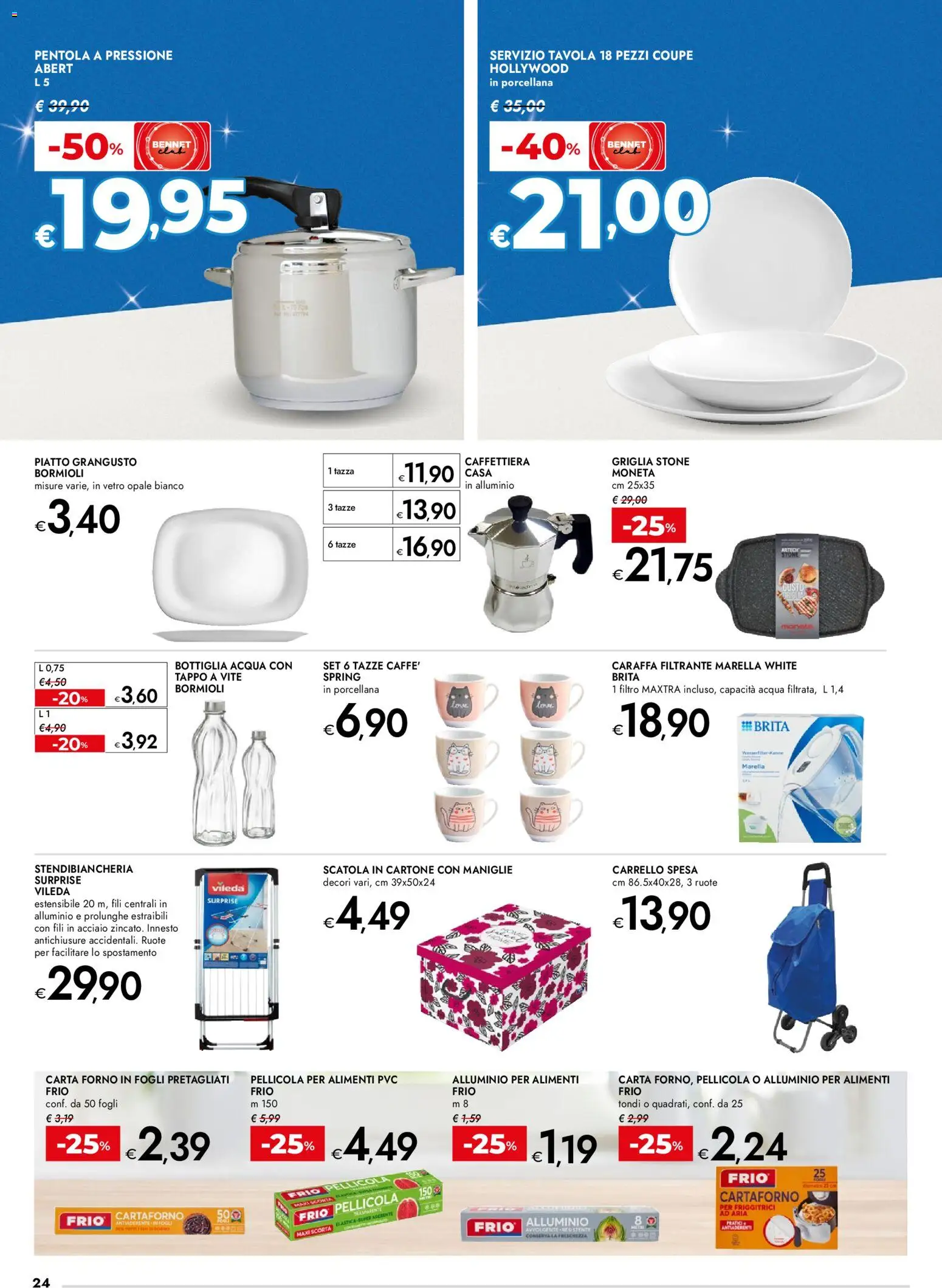 Volantino bennet del 27.12.2025 | Pagina: 24 | Prodotti: Carrello, Piatto, Pellicola, Pentola a pressione