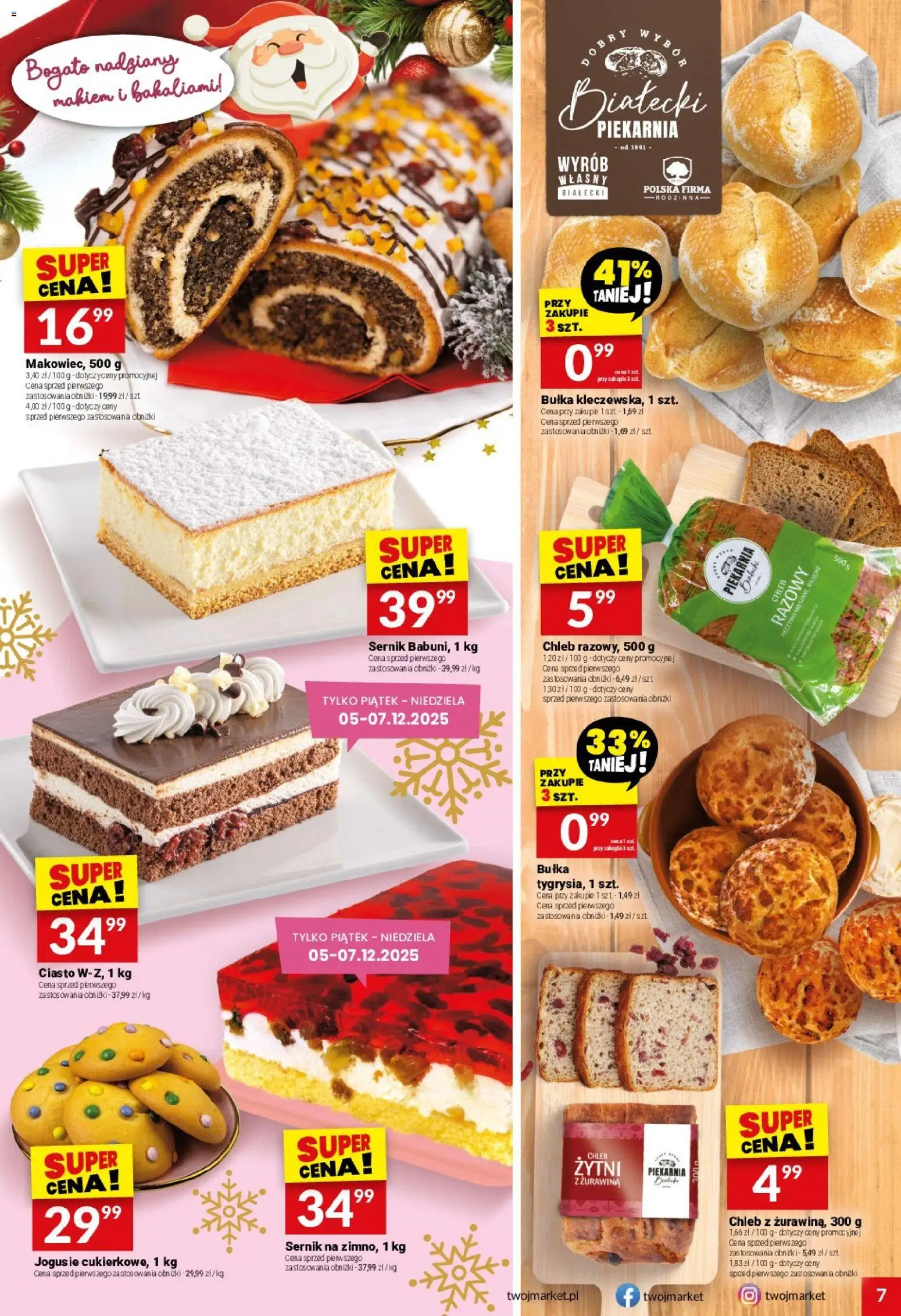 Twój Market Gazetka od 03.12.2025 | Strona: 7 | Produkty: Chleb żytni, Piekarnia, Żurawina, Bułka