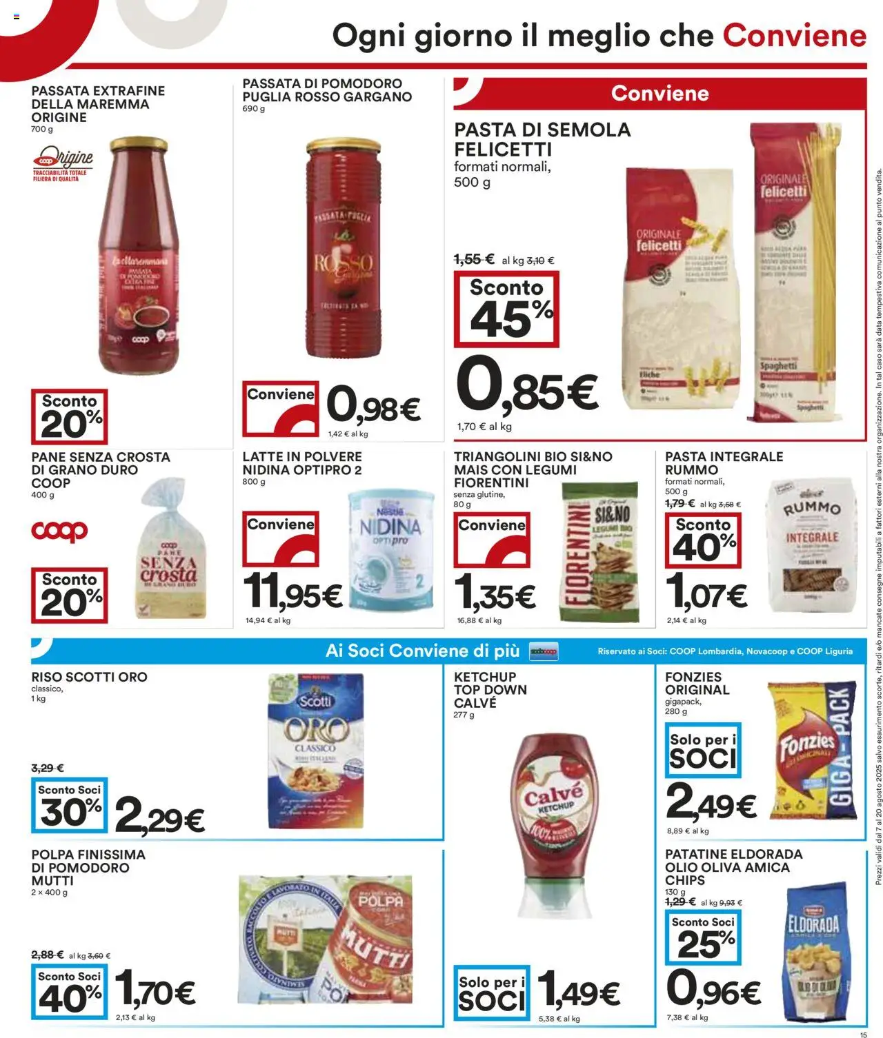 Volantino COOP del 07.08.2025 | Pagina: 15 | Prodotti: Pane, Patatine, Ketchup, Mais