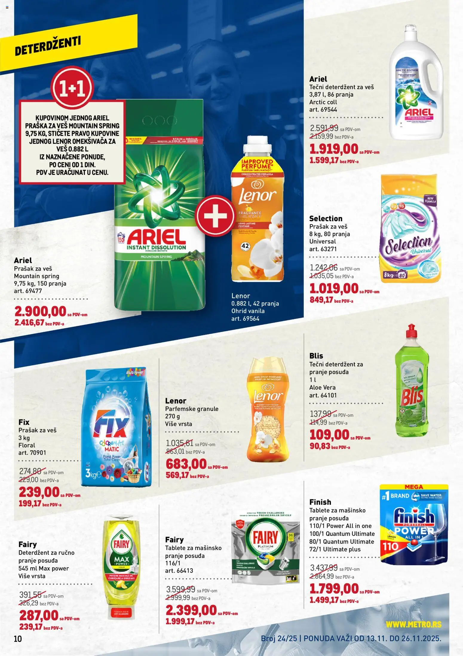 Metro katalog - važi od 13.11.2025 | Strana: 10 | Proizvode: Deterdžent, Tečni deterdžent, Lenor, Finish