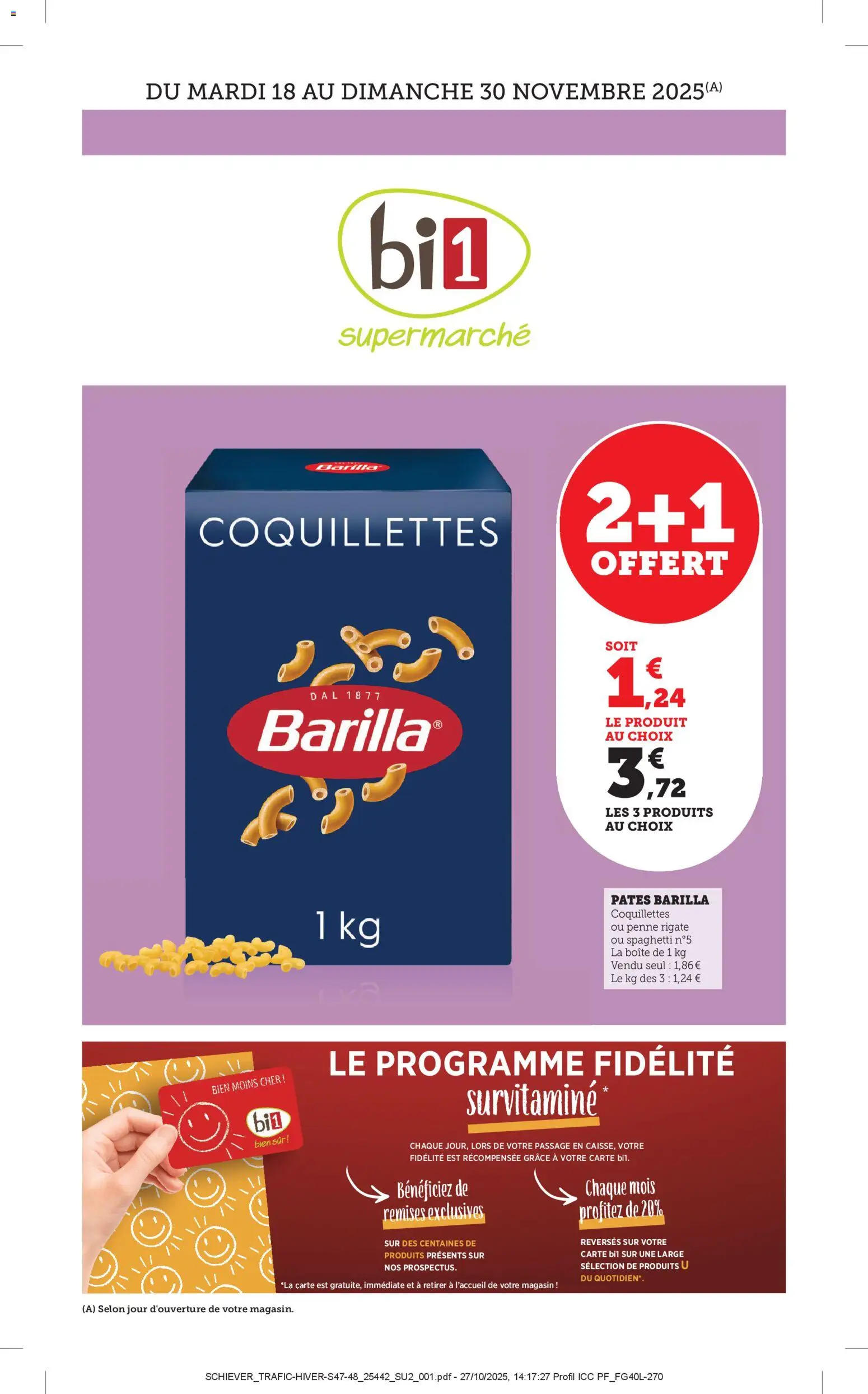 {H1} | Page: 1 | Produits: Spaghetti, Coquillettes, Pâtes