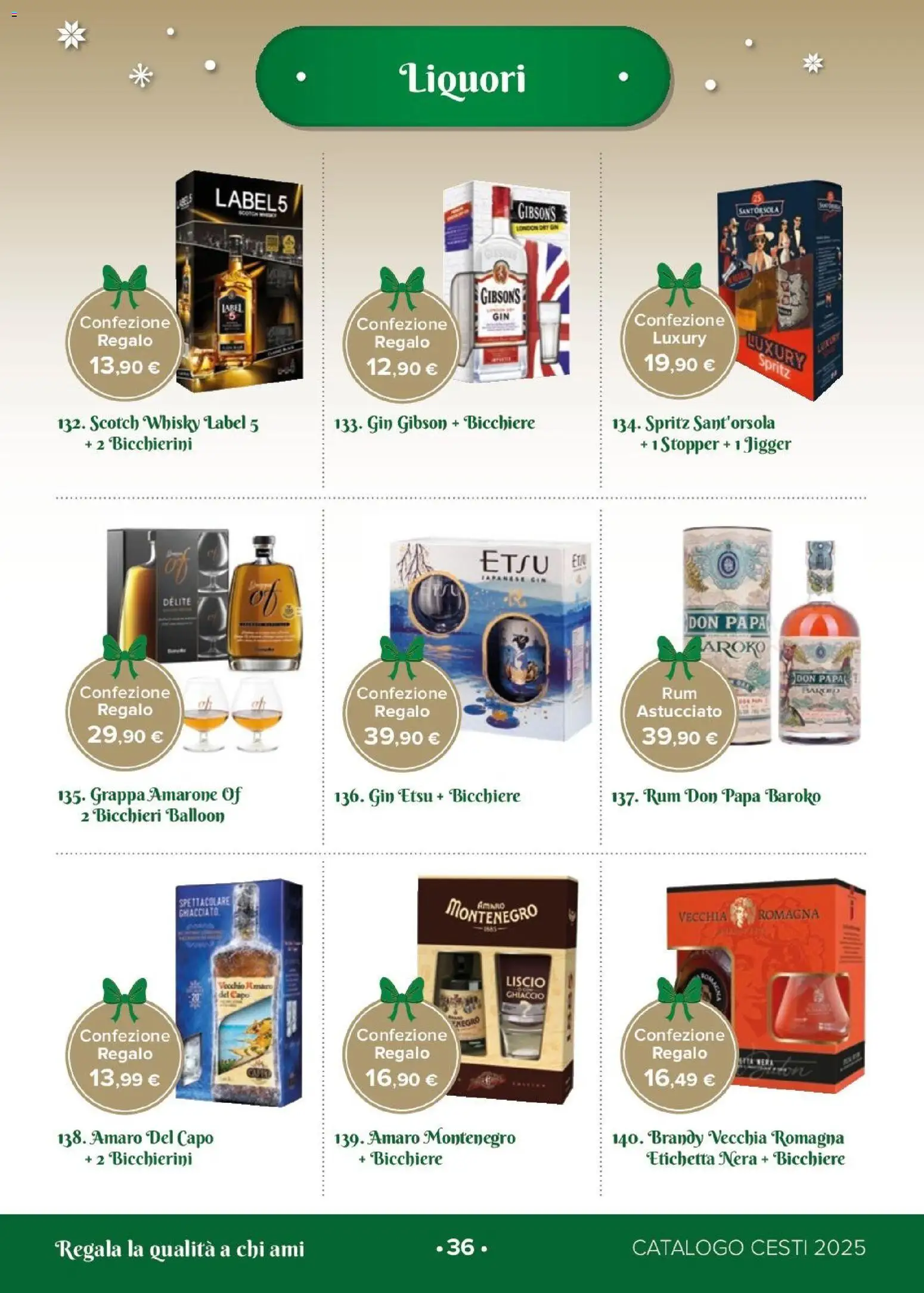 Volantino Oasi del 26.11.2025 | Pagina: 36 | Prodotti: Gin, Whisky, Grappa, Brandy