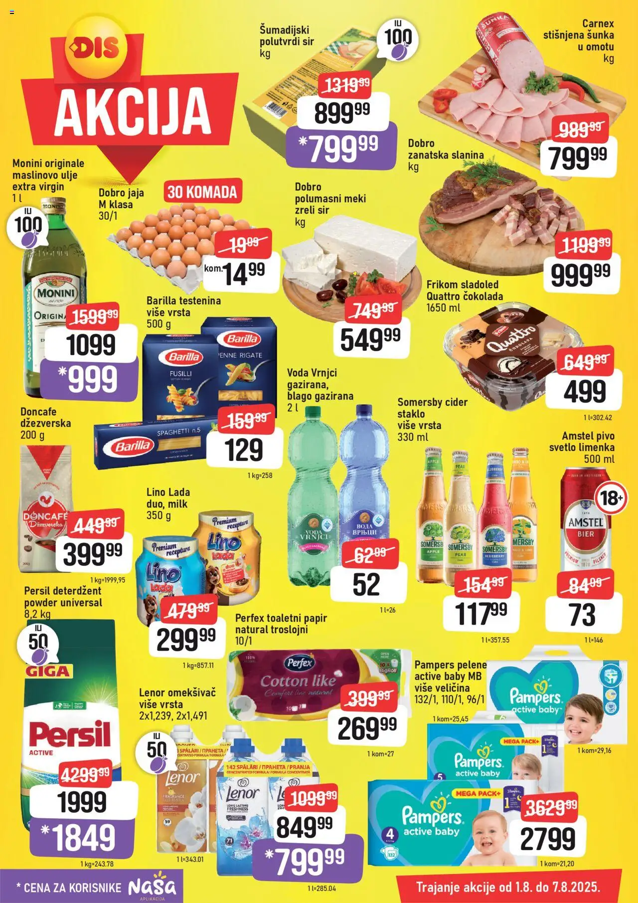 Super DIS katalog - važi od 01.08.2025 | Strana: 5 | Proizvode: Doncafe, Somersby, Sir, Šunka