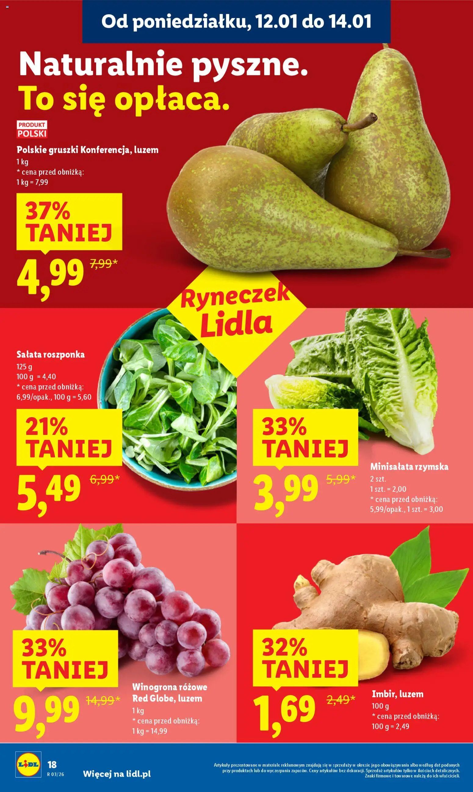 Lidl Gazetka od 12.01.2026 | Strona: 18 | Produkty: Winogrona, Roszponka