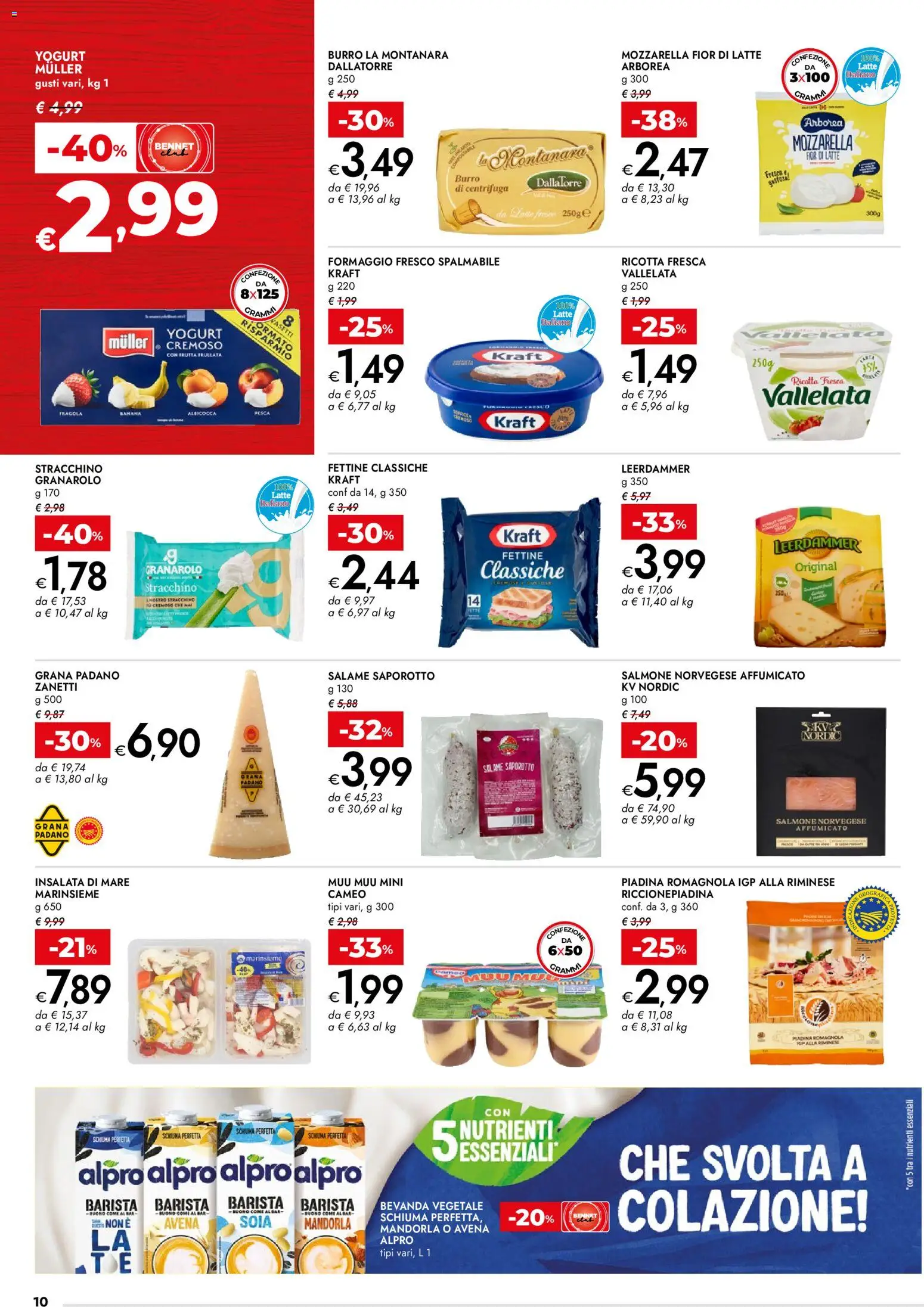 Volantino bennet del 29.01.2026 | Pagina: 10 | Prodotti: Frutta, Latte, Formaggio, Pesca